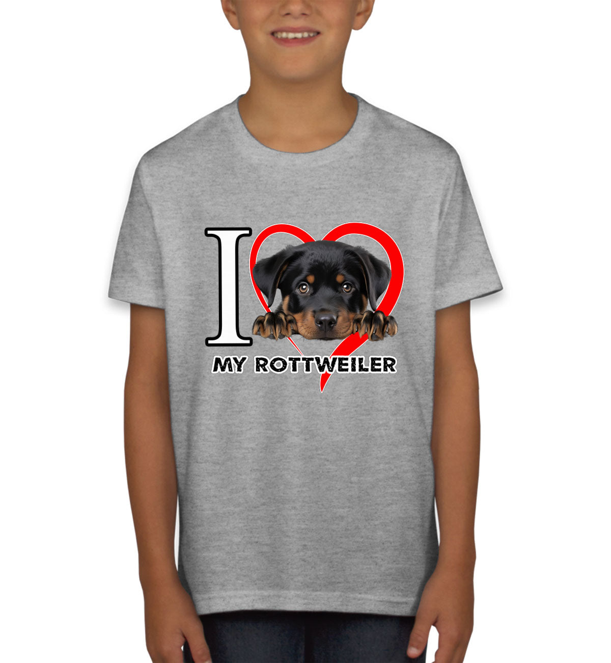 I Love My Rottweiler Dog Youth T-shirt