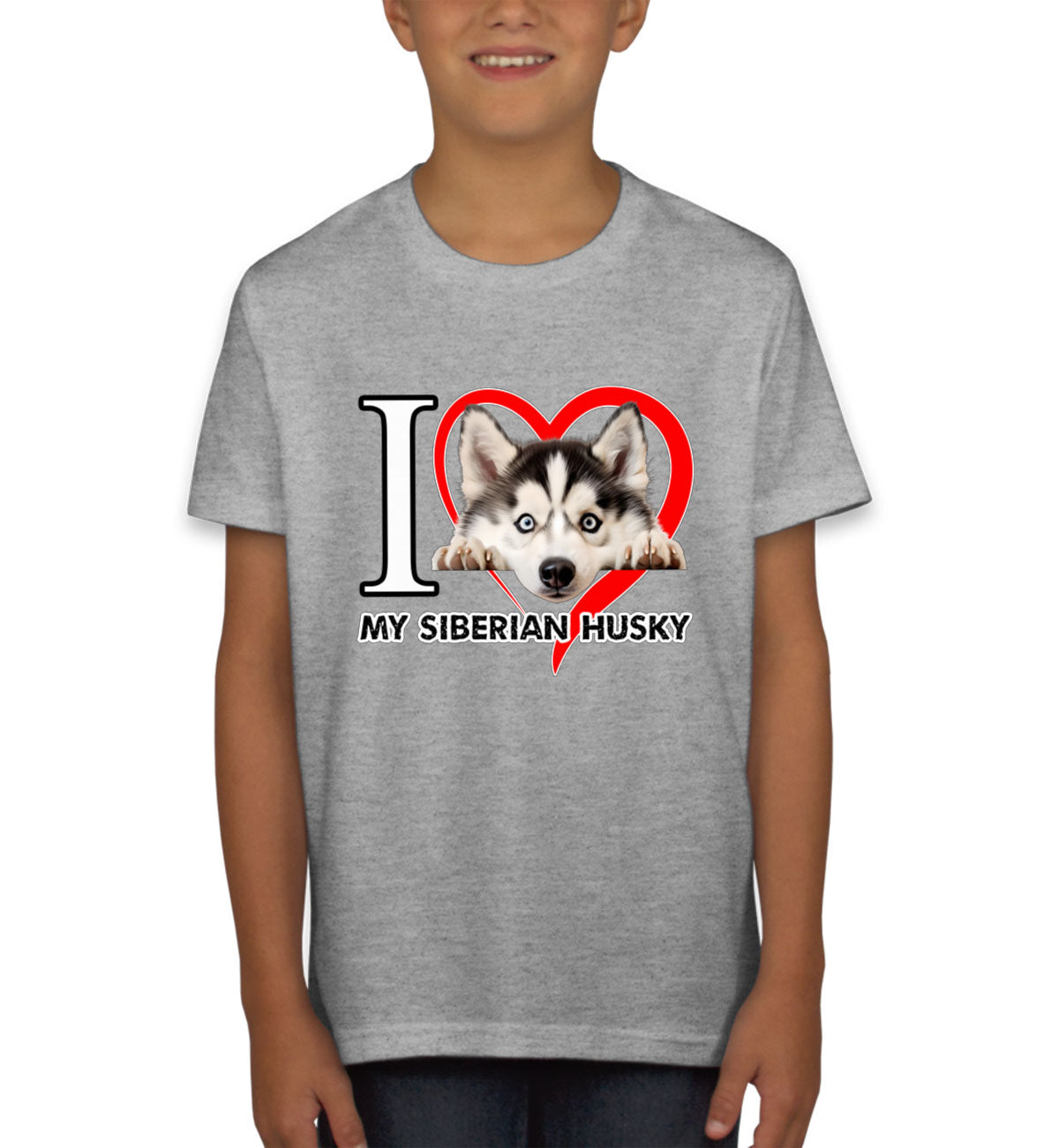 I Love My Siberian Husky Dog Youth T-shirt