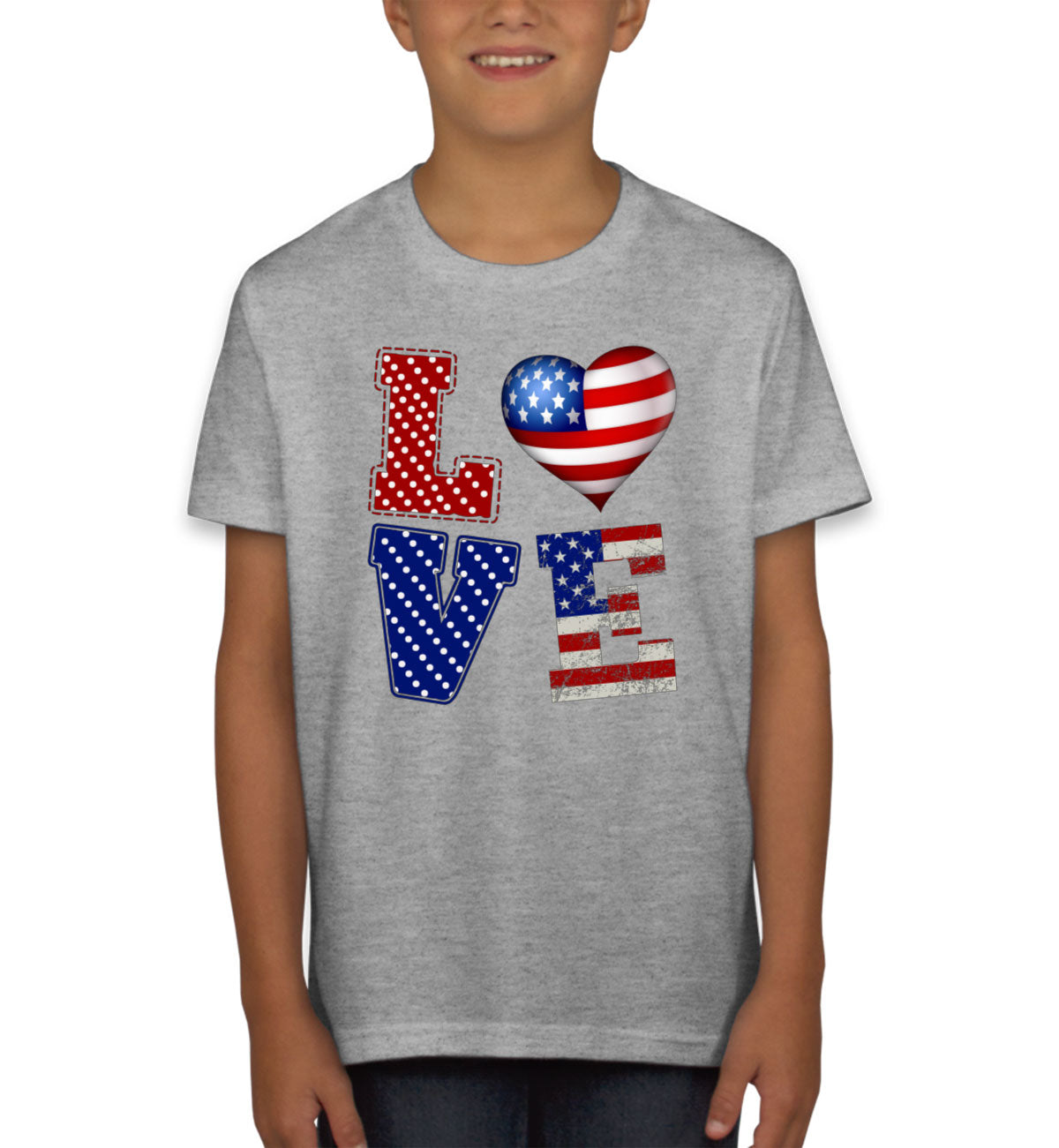 Love USA America Patriotic Youth T-shirt