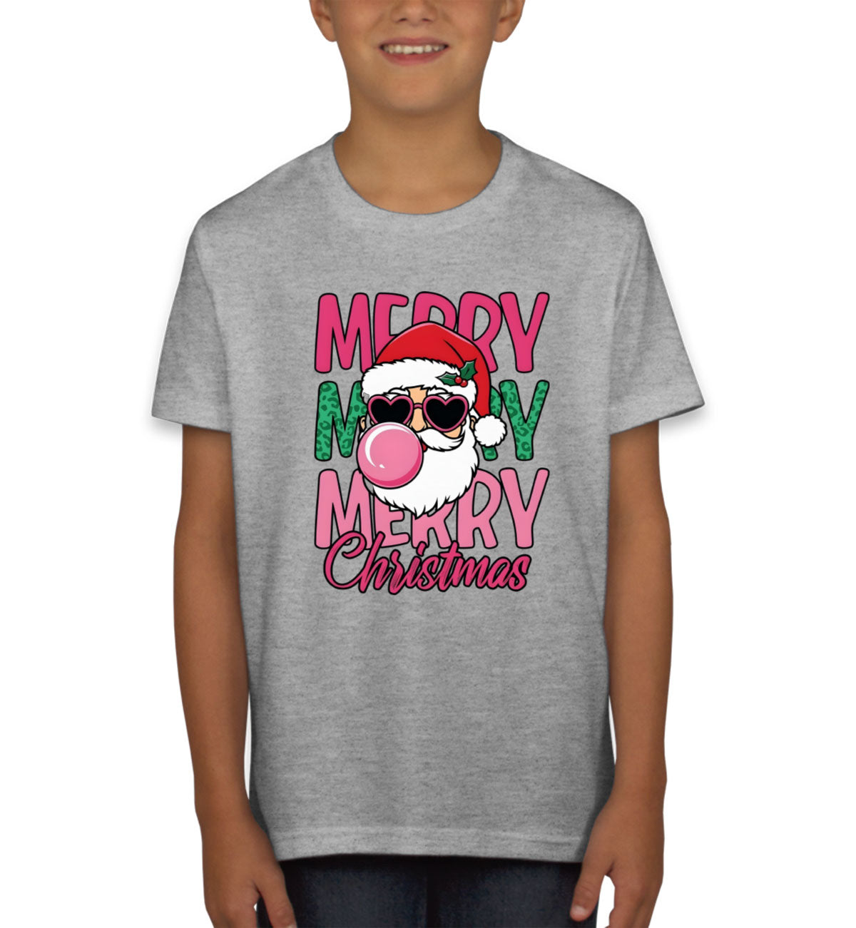 Santa Bubble Gum Merry Christmas Youth T-shirt