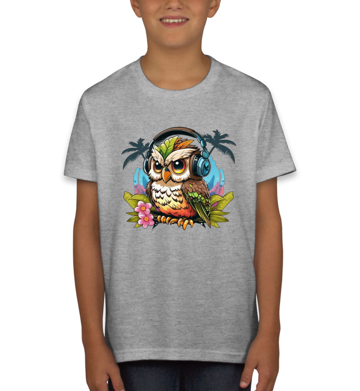 Owl Wearing Headphone Youth T-shirt
