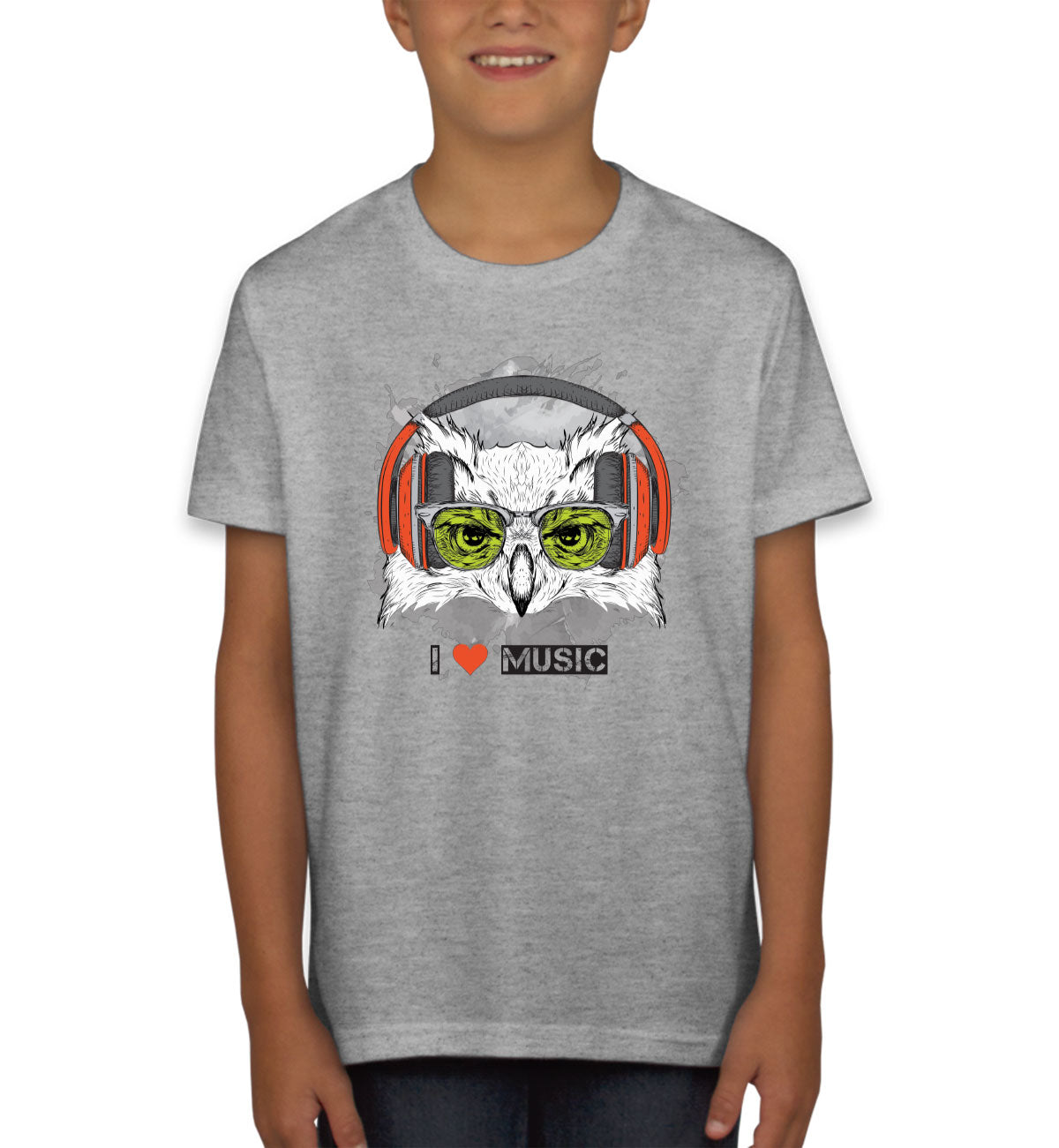 I Love Music Owl With Headphones Youth T-shirt
