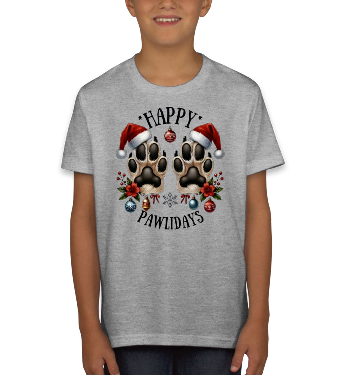 Happy Pawlidays Christmas Youth T-shirt
