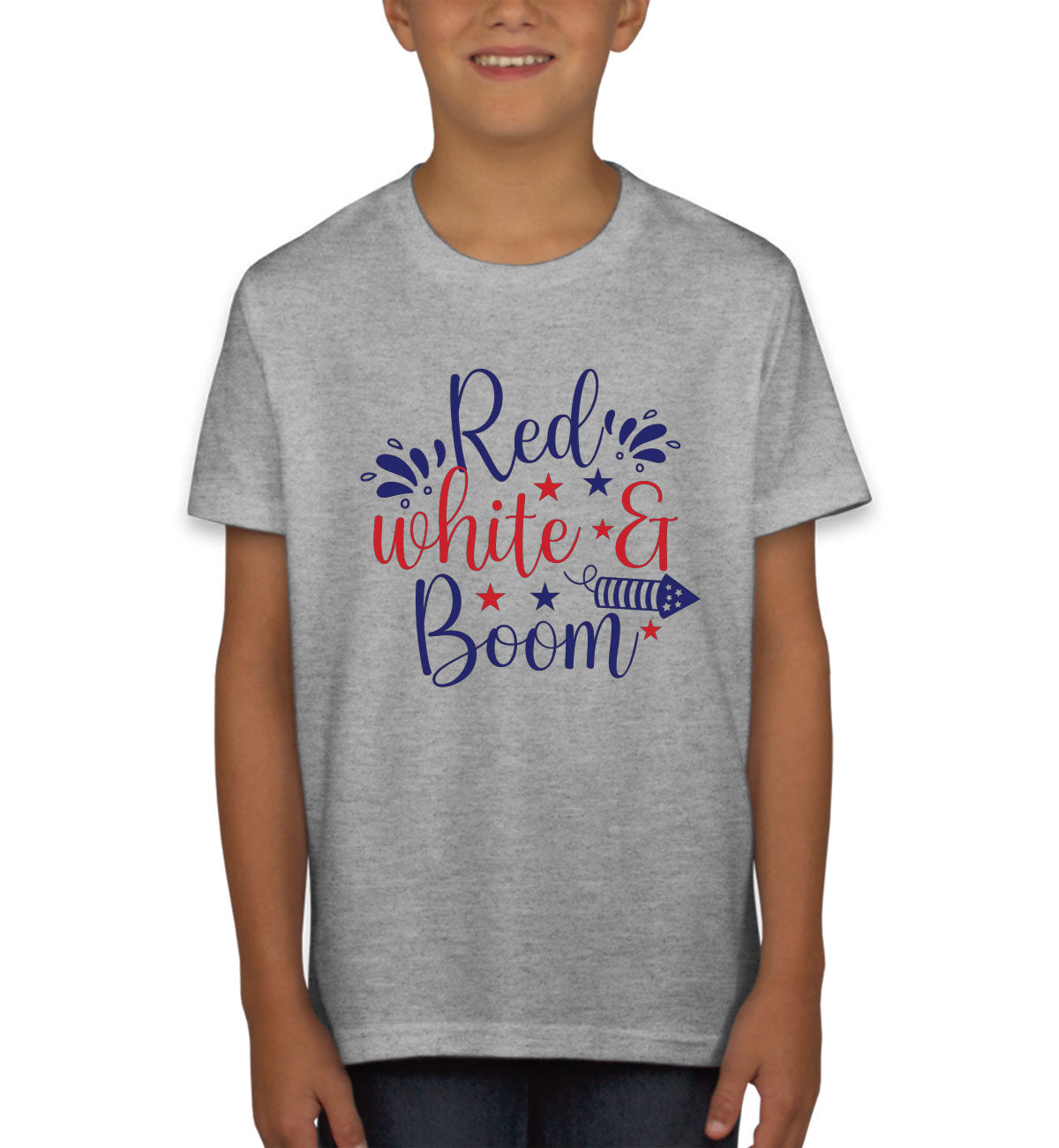 Red White And Boom Patriotic Youth T-shirt