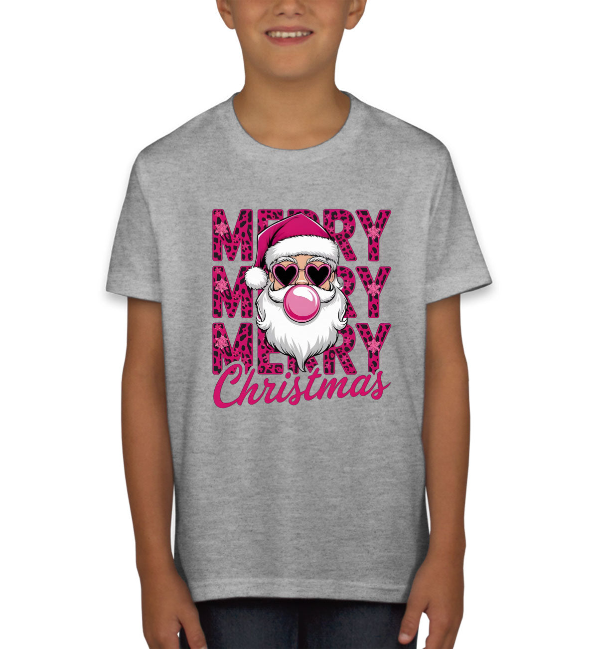 Santa Bubble Gum Merry Christmas Youth T-shirt