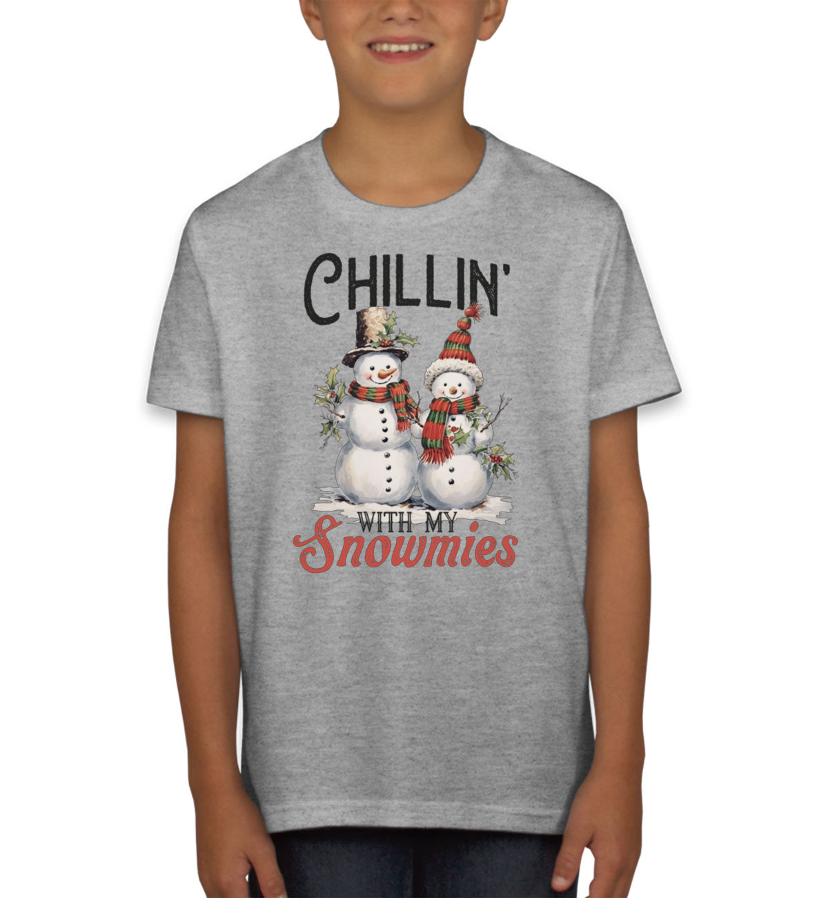 Chillin' With My Snowmies Christmas Youth T-shirt