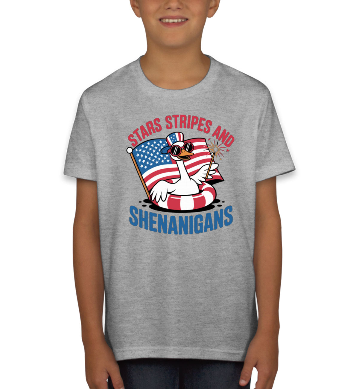 Stars Stripes And Shenanigans Independence Day Patriotic Youth T-shirt