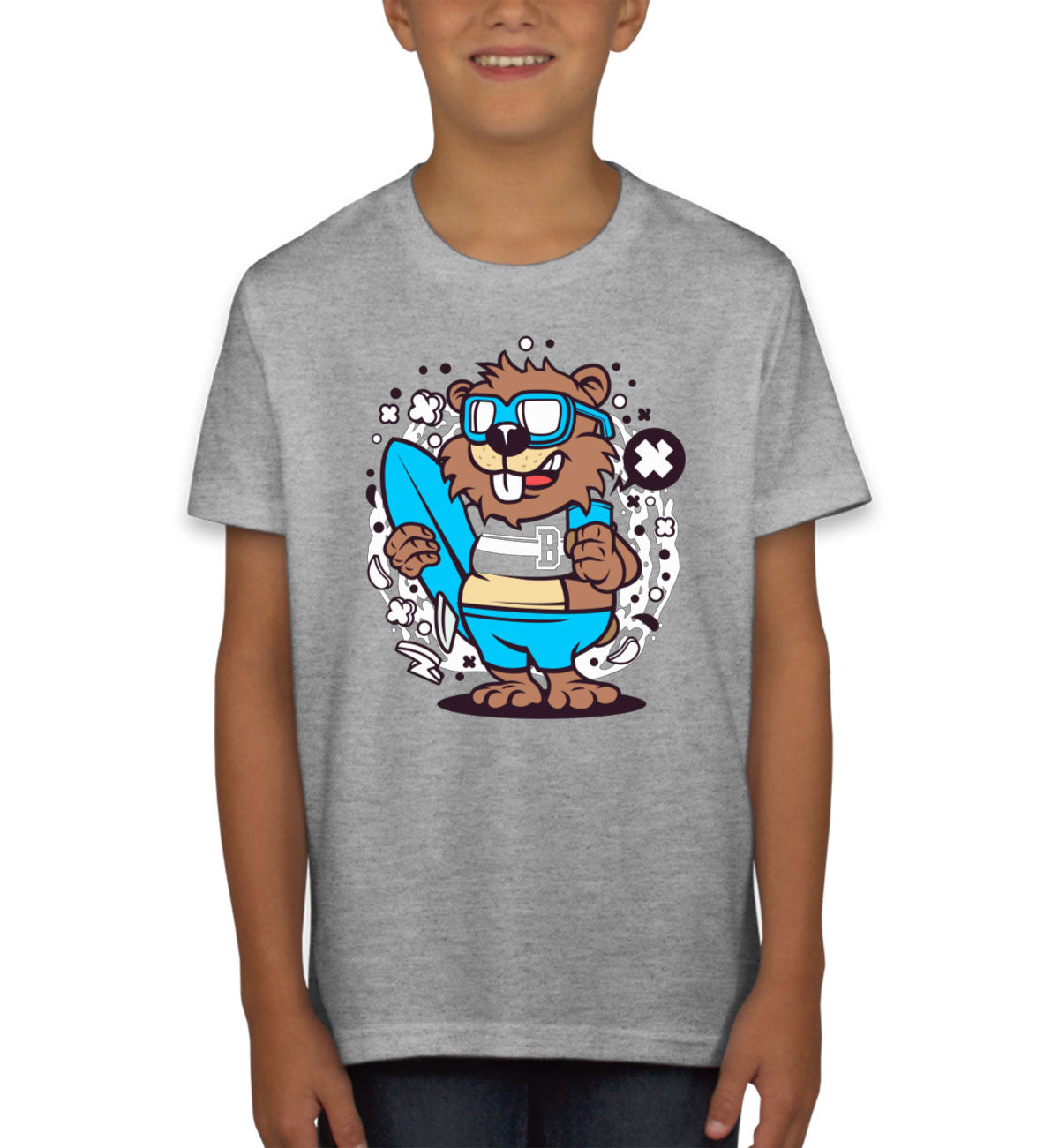 Surfing Beaver Youth T-shirt