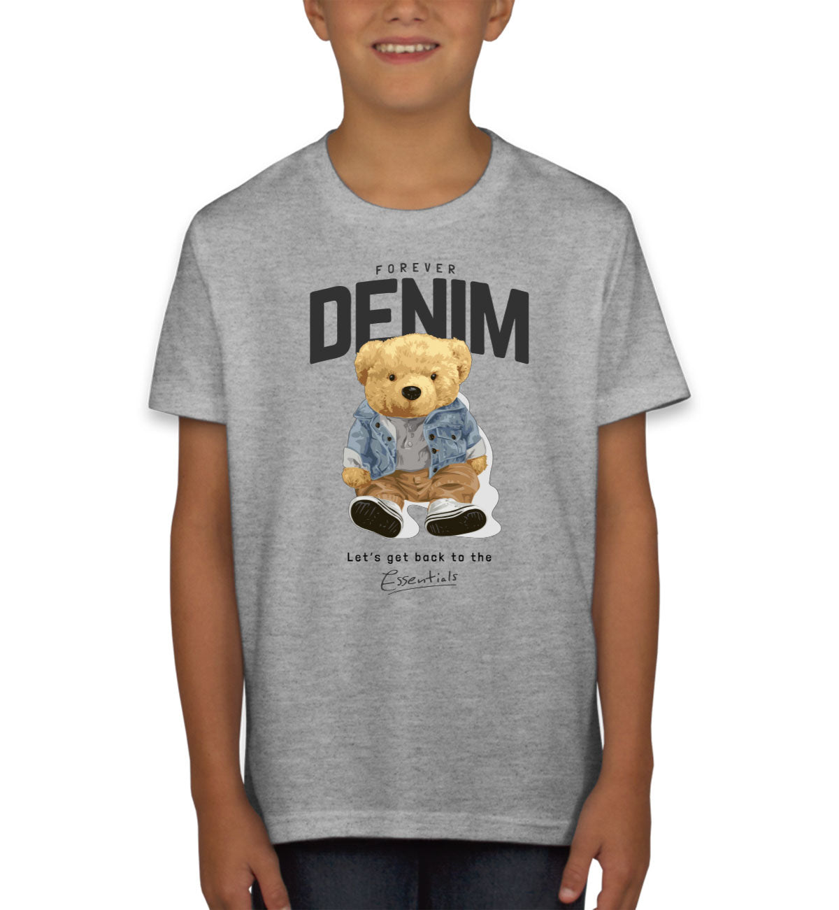 Teddy Bear Forever Denim Youth T-shirt