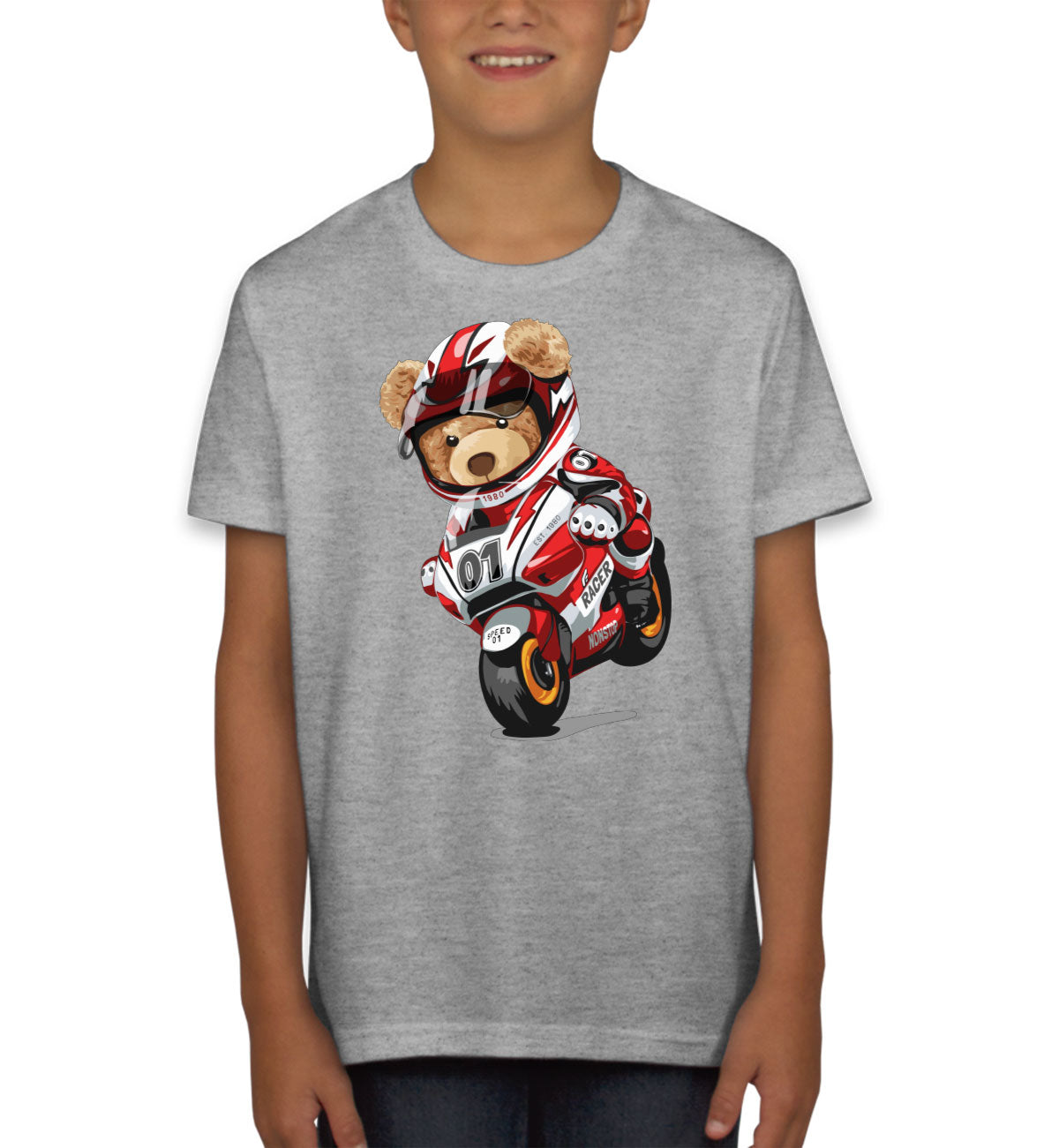Teddy Bear Motorcycle Youth T-shirt