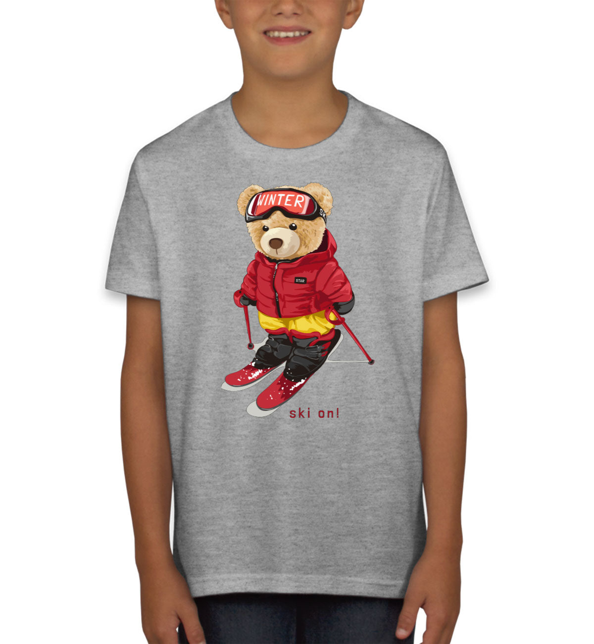 Teddy Bear Snowboarding Youth T-shirt