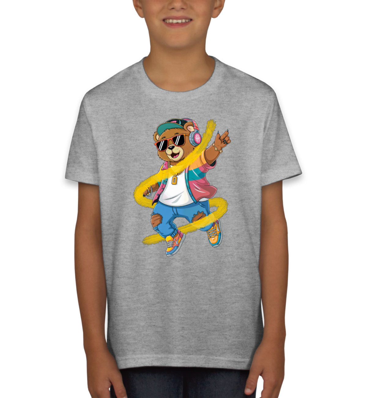 Teddy Bear With Headphone And Sunglasses Youth T-shirt