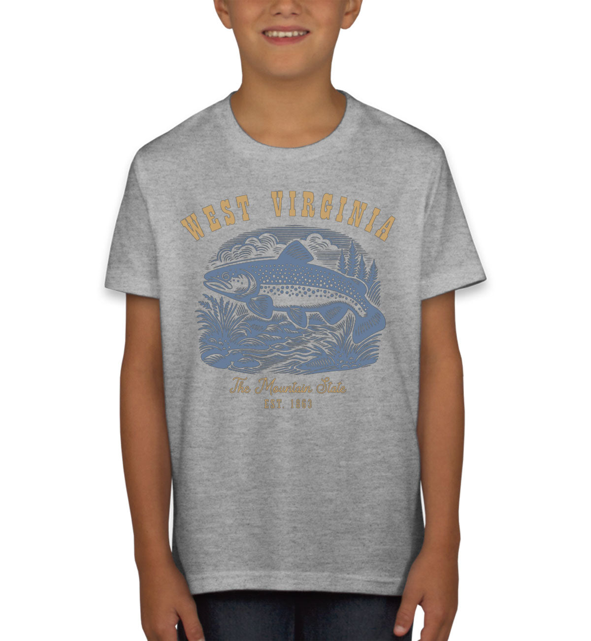 West Virginia State Vintage Youth T-shirt