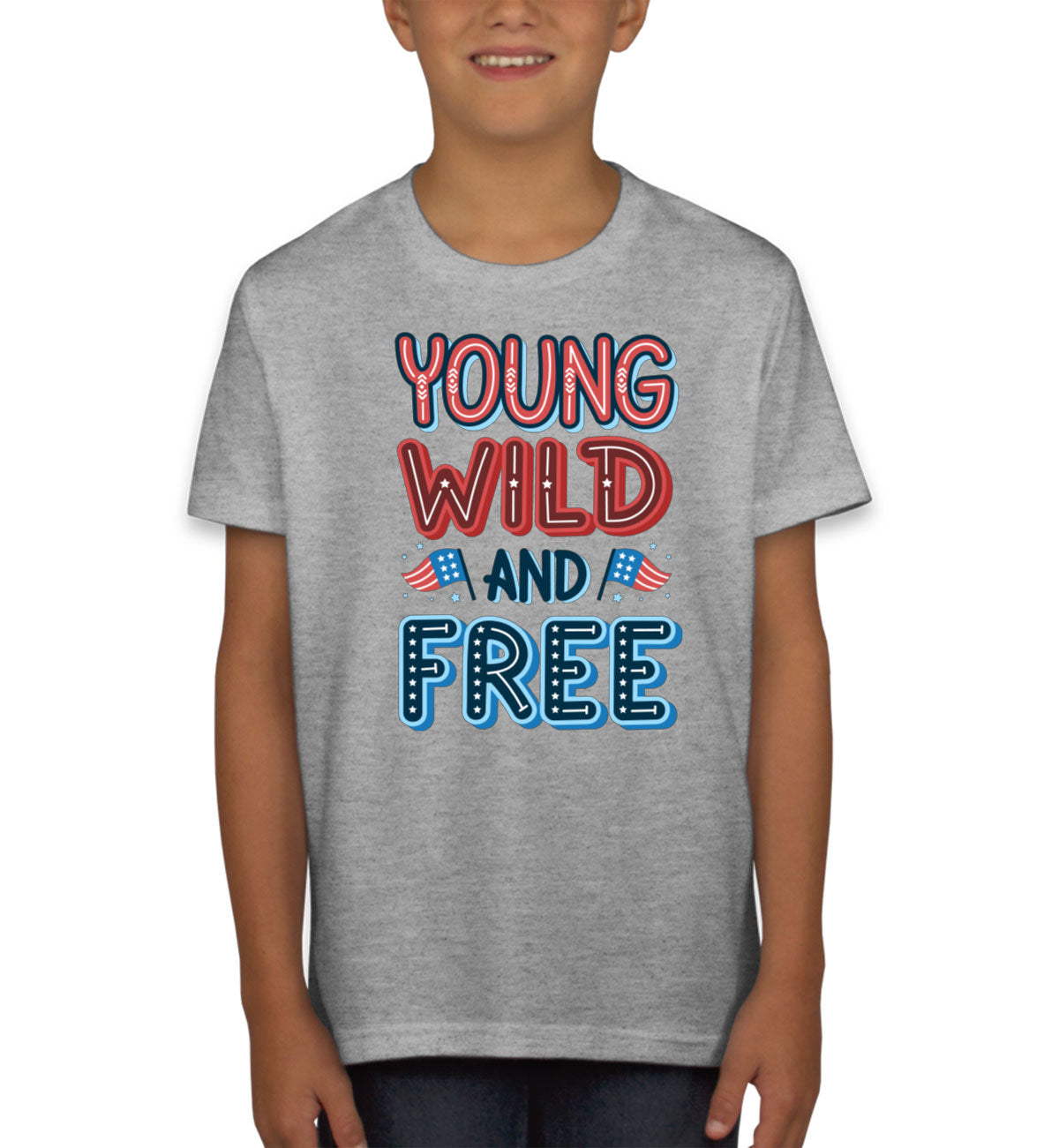 Young Wild And Free Patriotic Youth T-shirt