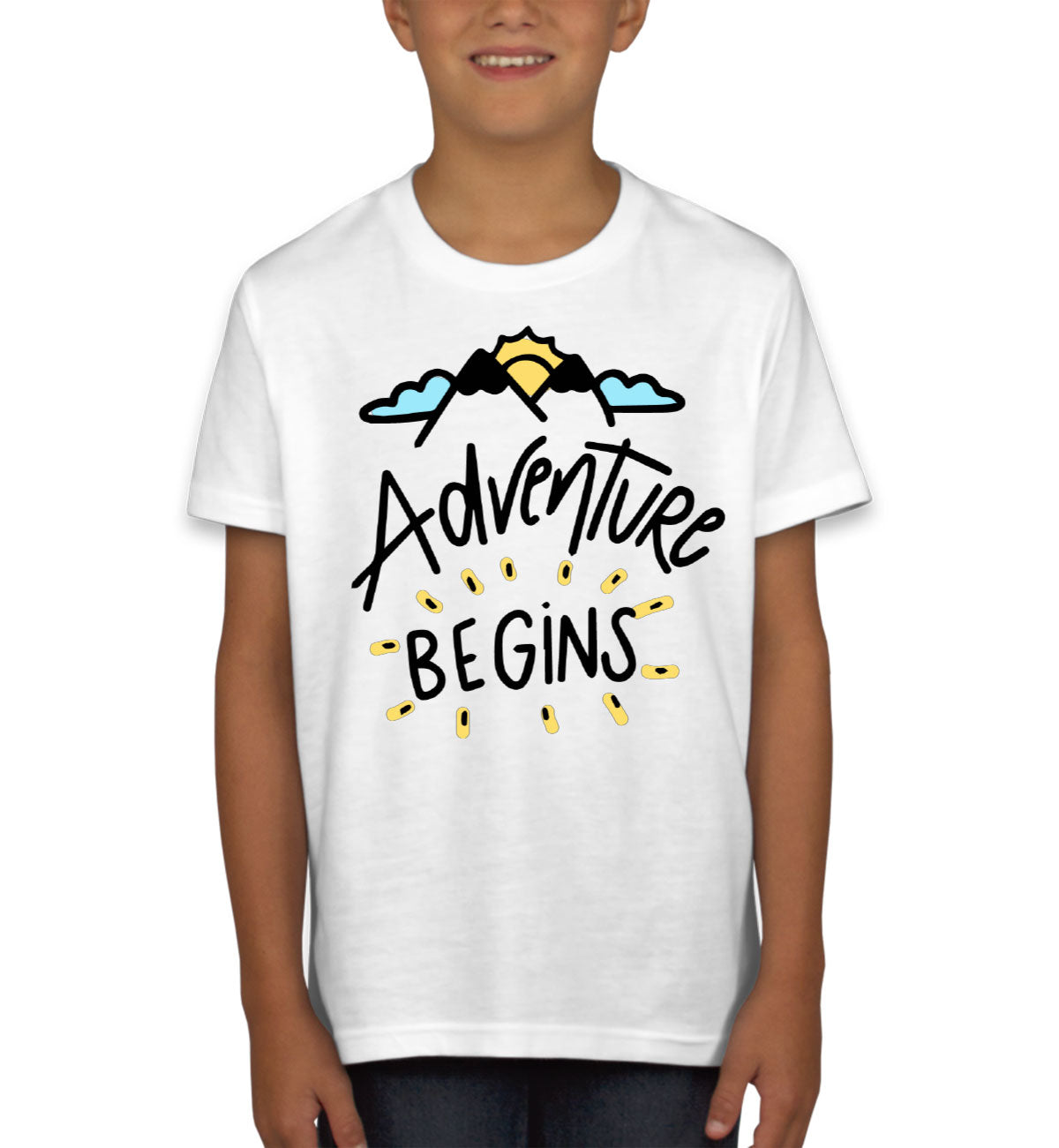 Adventure Begins Camping Youth T-shirt