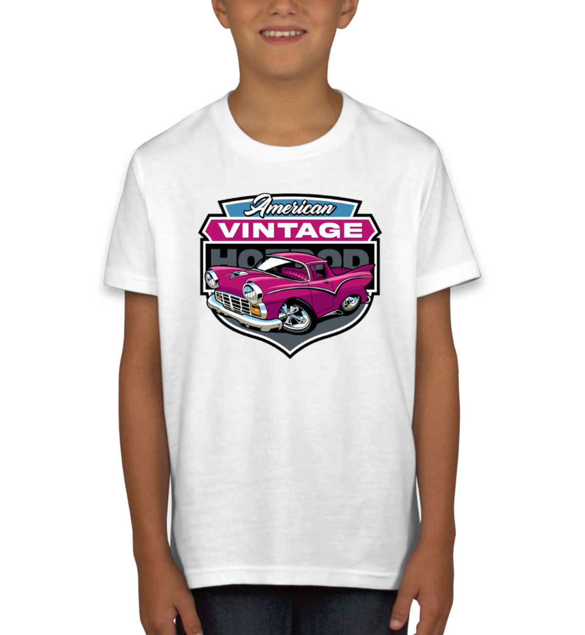 American Vintage Hotrod Car Youth T-shirt