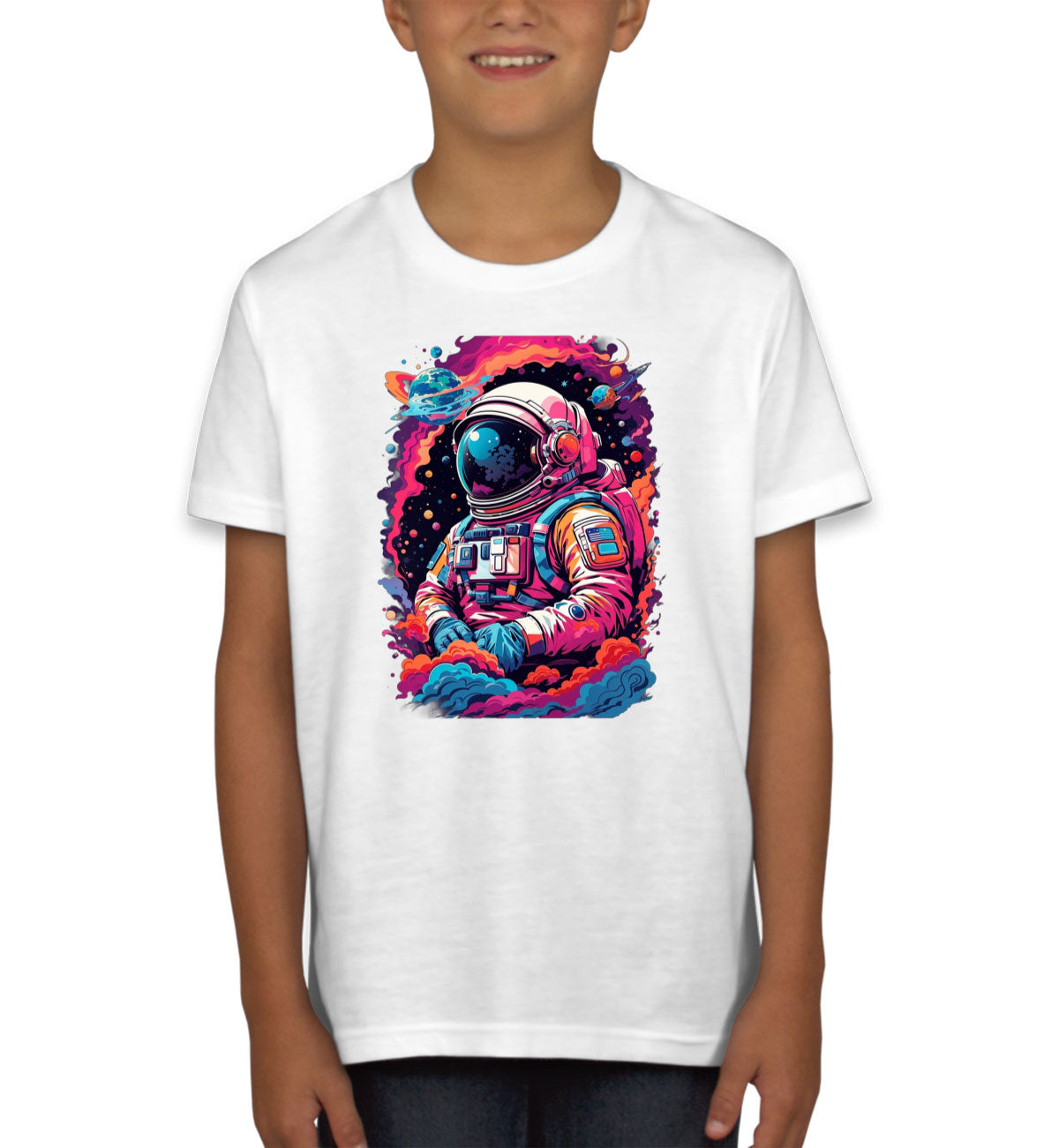 Illustration Colorful Astronaut in the Galaxy Youth T-shirt