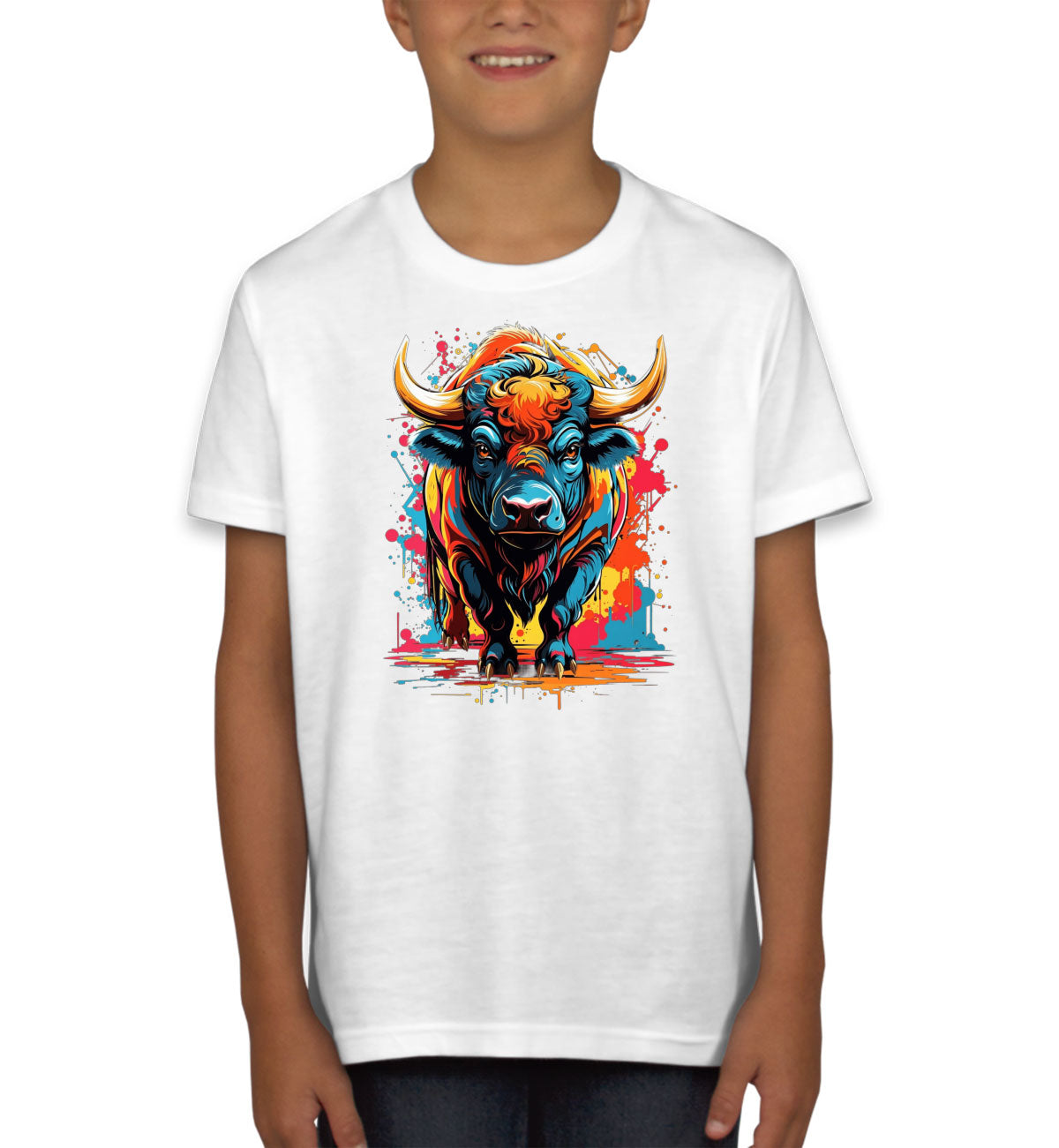 Illustration Colorful Bull Youth T-shirt