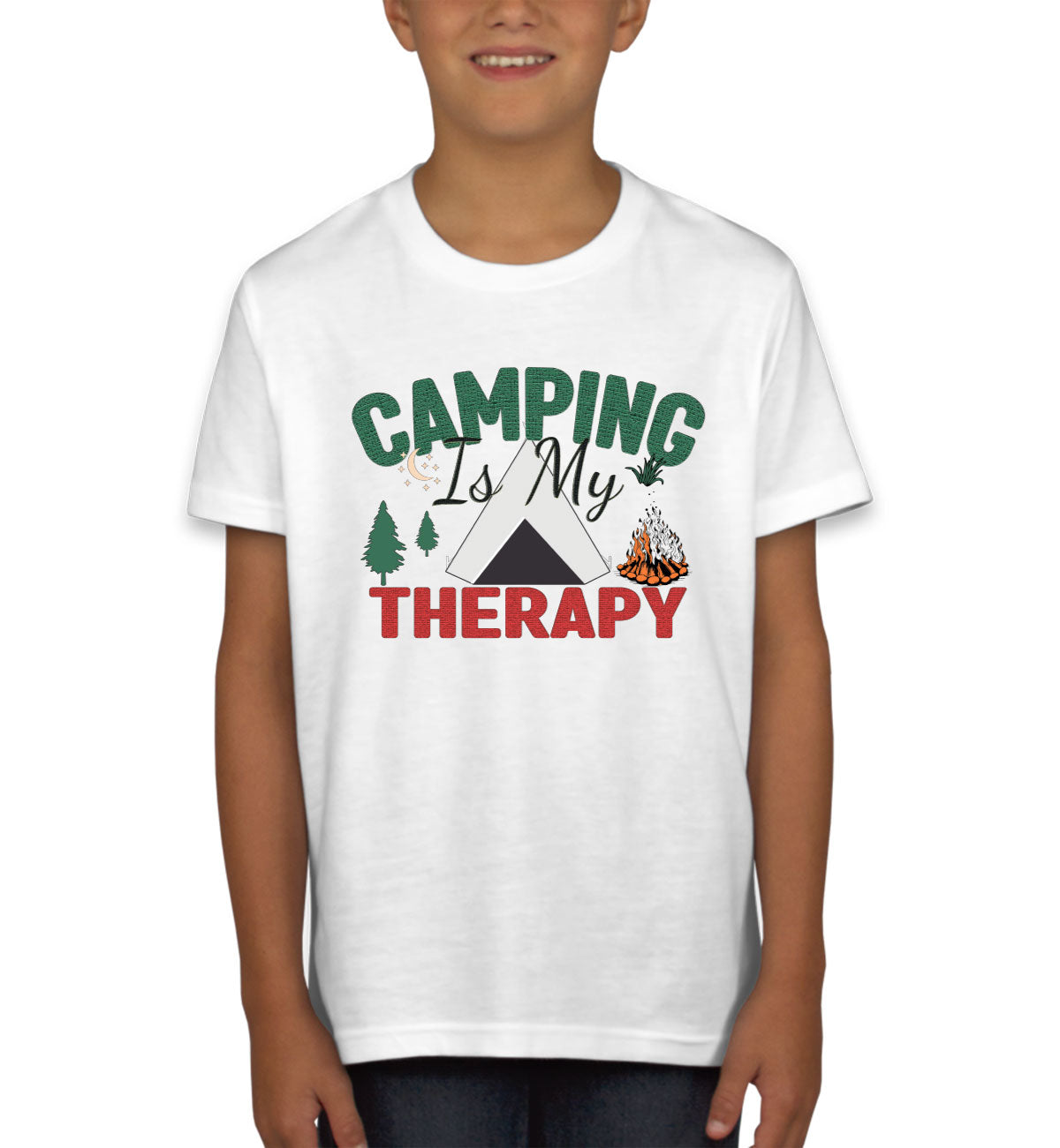 Camping Is My Therapy Youth T-shirt