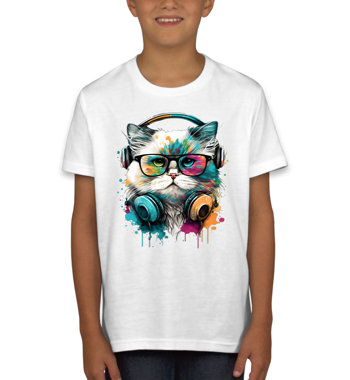 Cat Wearing Glasses Youth T-shirt