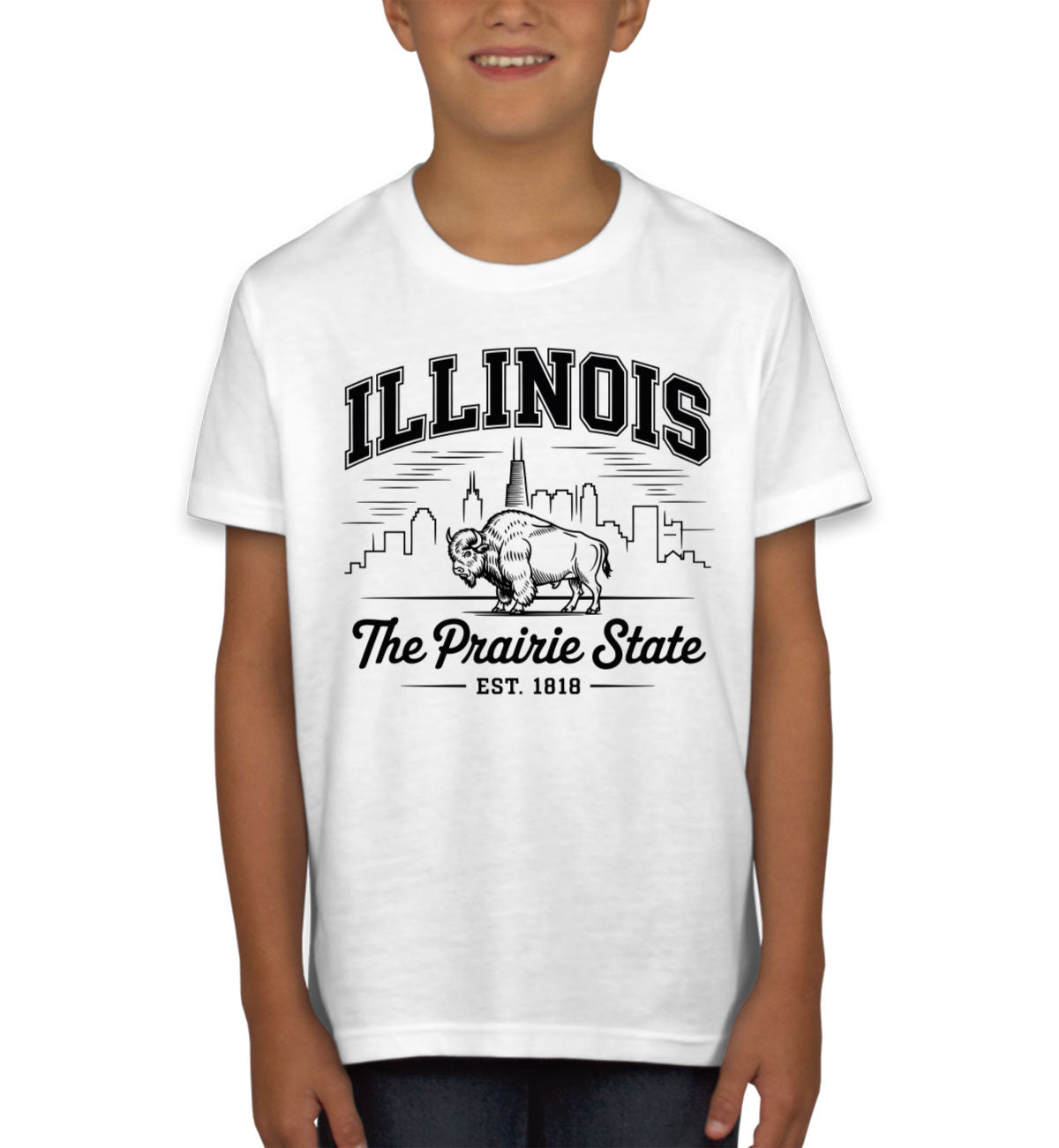 Illinois Cityscape Illustration The Prairie State Youth T-shirt