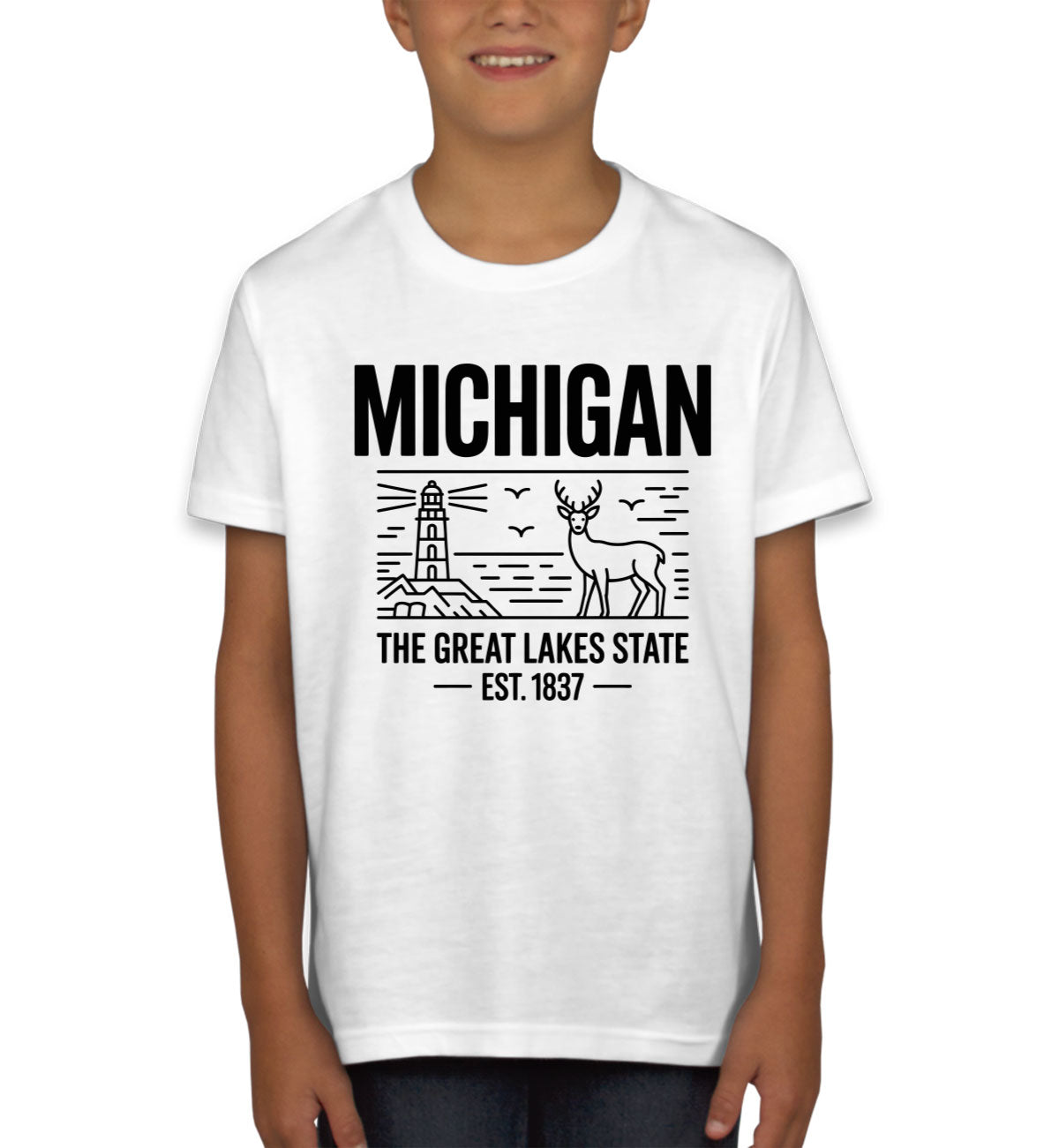 Michigan Cityscape Illustration The Great Lakes State Youth T-shirt