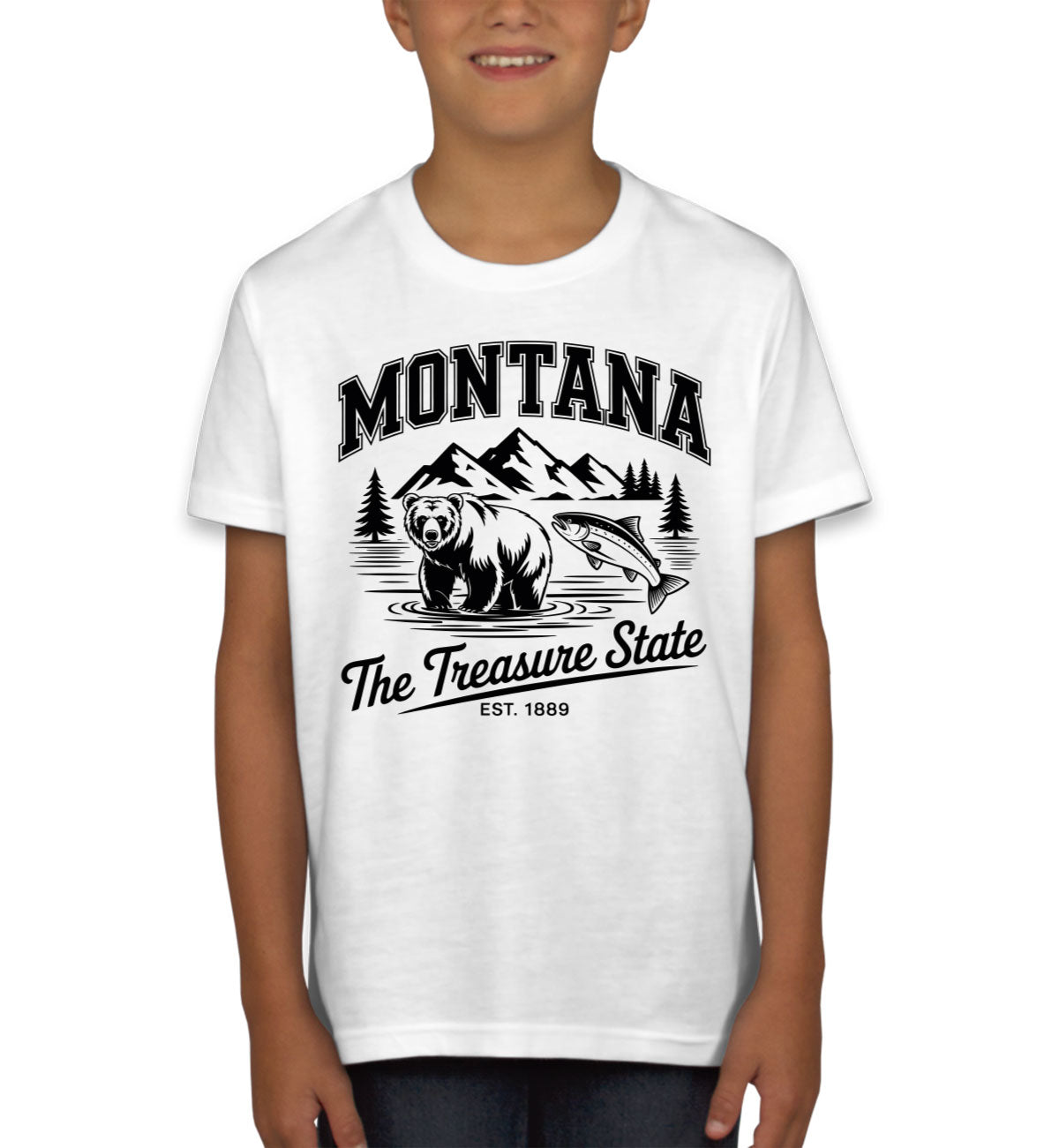 Montana Cityscape Illustration The Treasure State Youth T-shirt