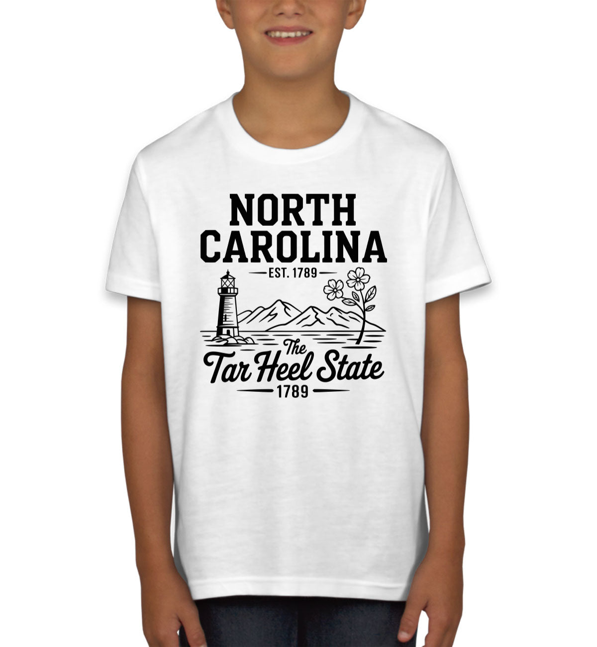 North Carolina Cityscape Illustration The Tar Heel State Youth T-shirt