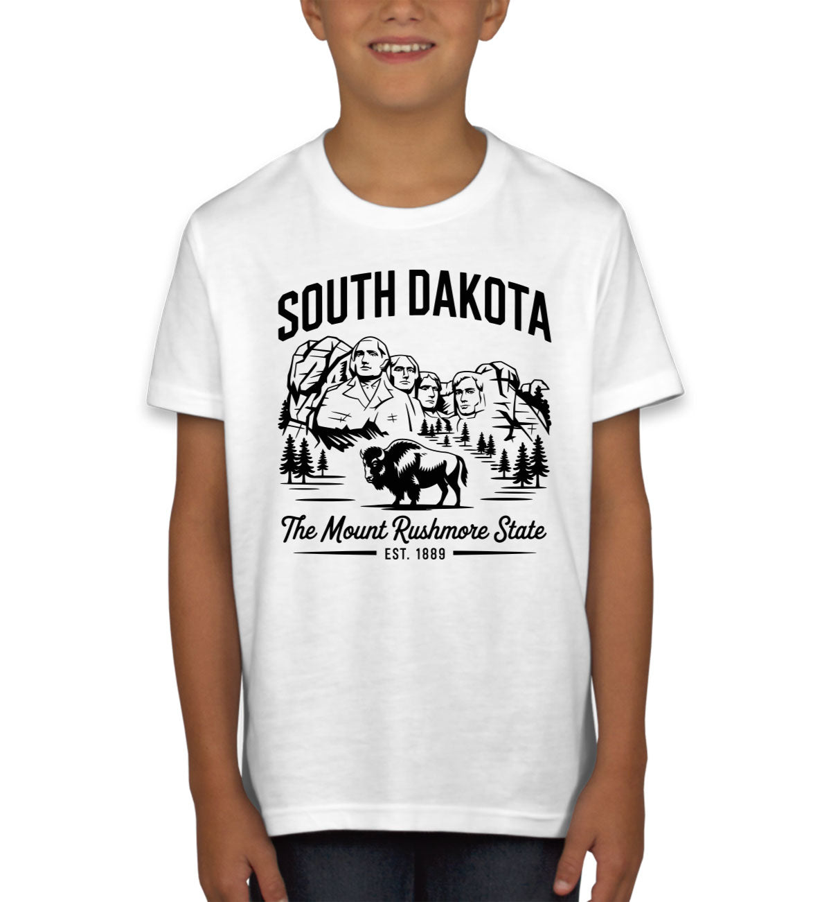 South Dakota Cityscape Illustration The Mount Rushmore State Youth T-shirt
