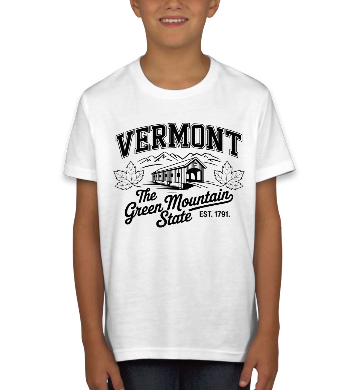 Vermont Cityscape Illustration The Green Mountain State Youth T-shirt