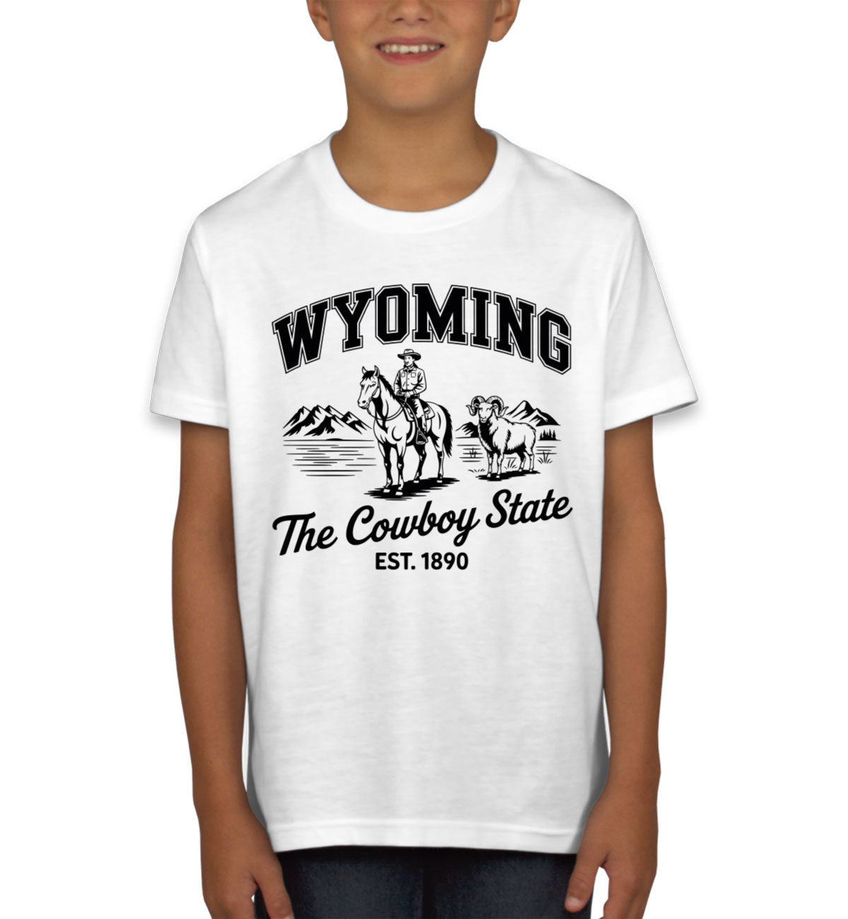 Wyoming Cityscape Illustration The Cowboy State Youth T-shirt