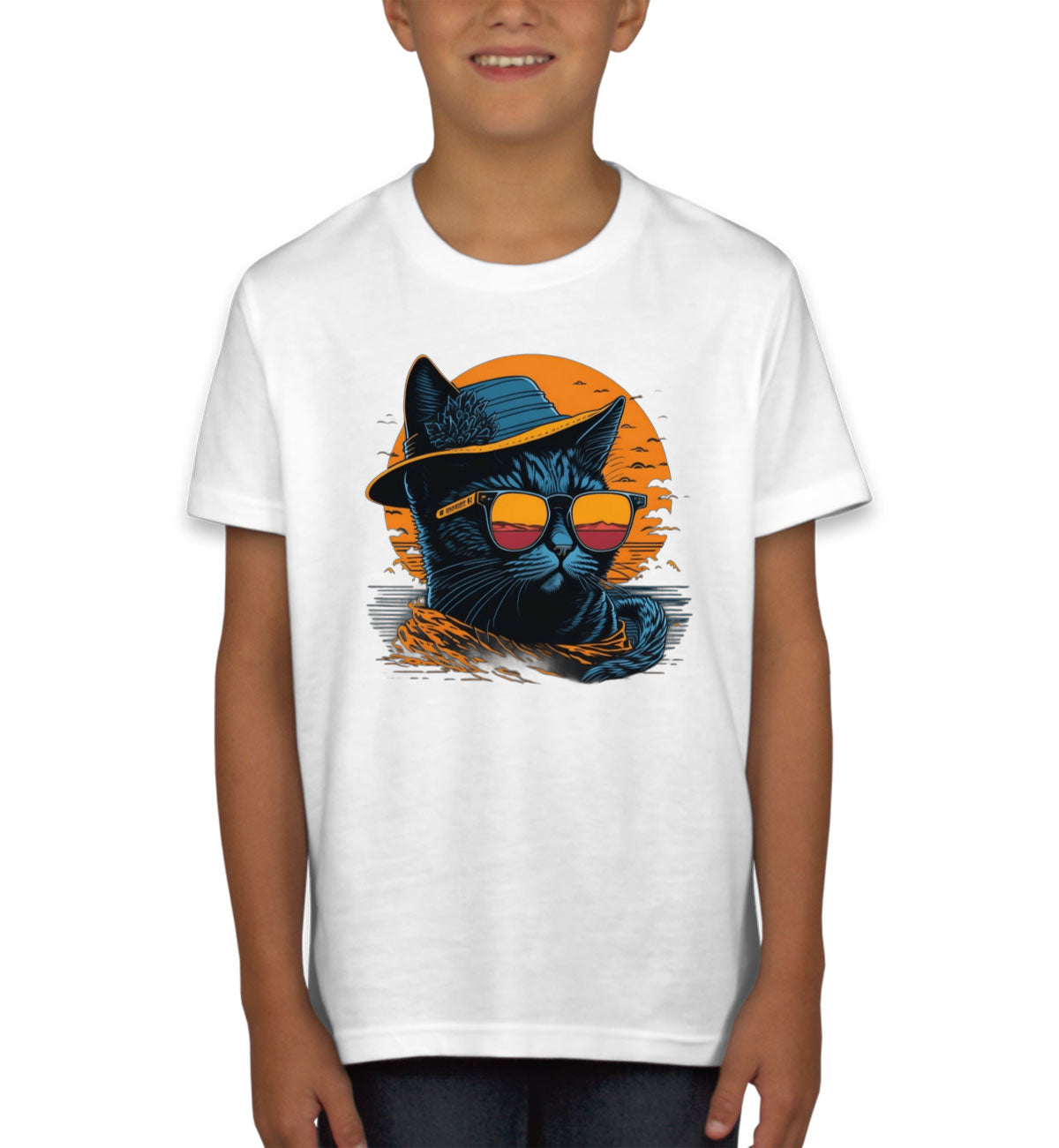 Cool Cat With Hat And Sunglasses Youth T-shirt