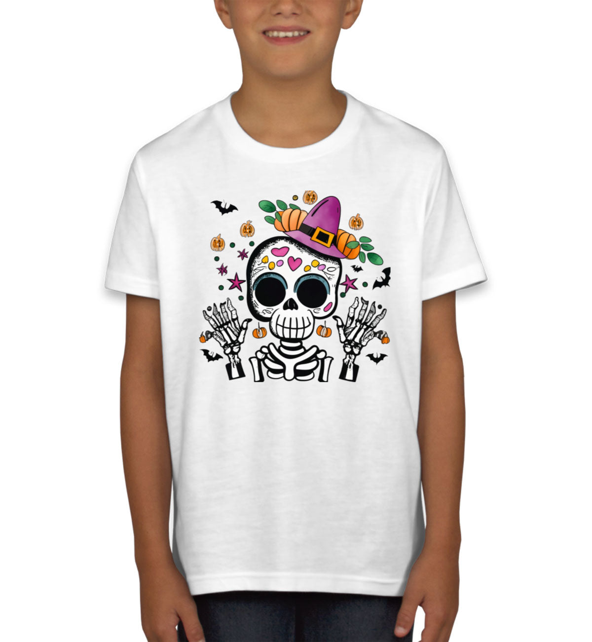 Cute Skeleton Halloween Youth T-shirt