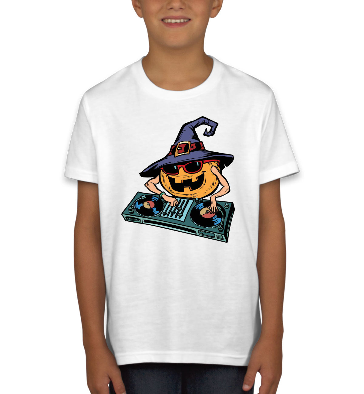 DJ Pumpkin Halloween Youth T-shirt