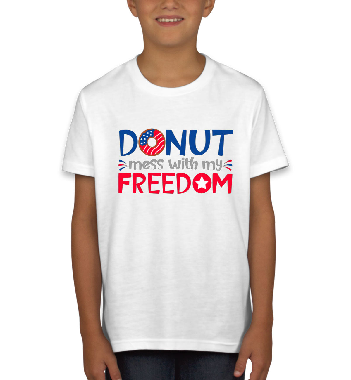 Donut Mess With My Freedom Patriotic Youth T-shirt