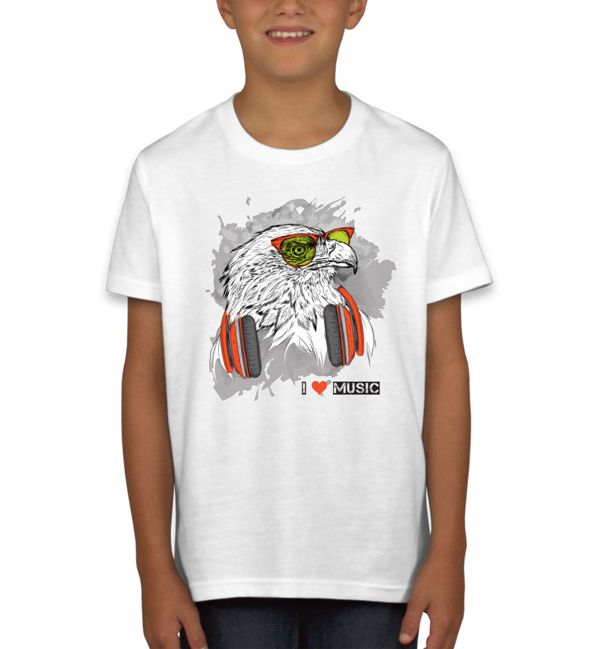 I Love Music Eagle With Headphones Youth T-shirt