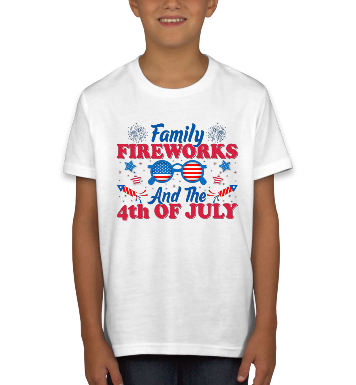 Family Fireworks And The 4th Of July Independence Day Patriotic Youth T-shirt
