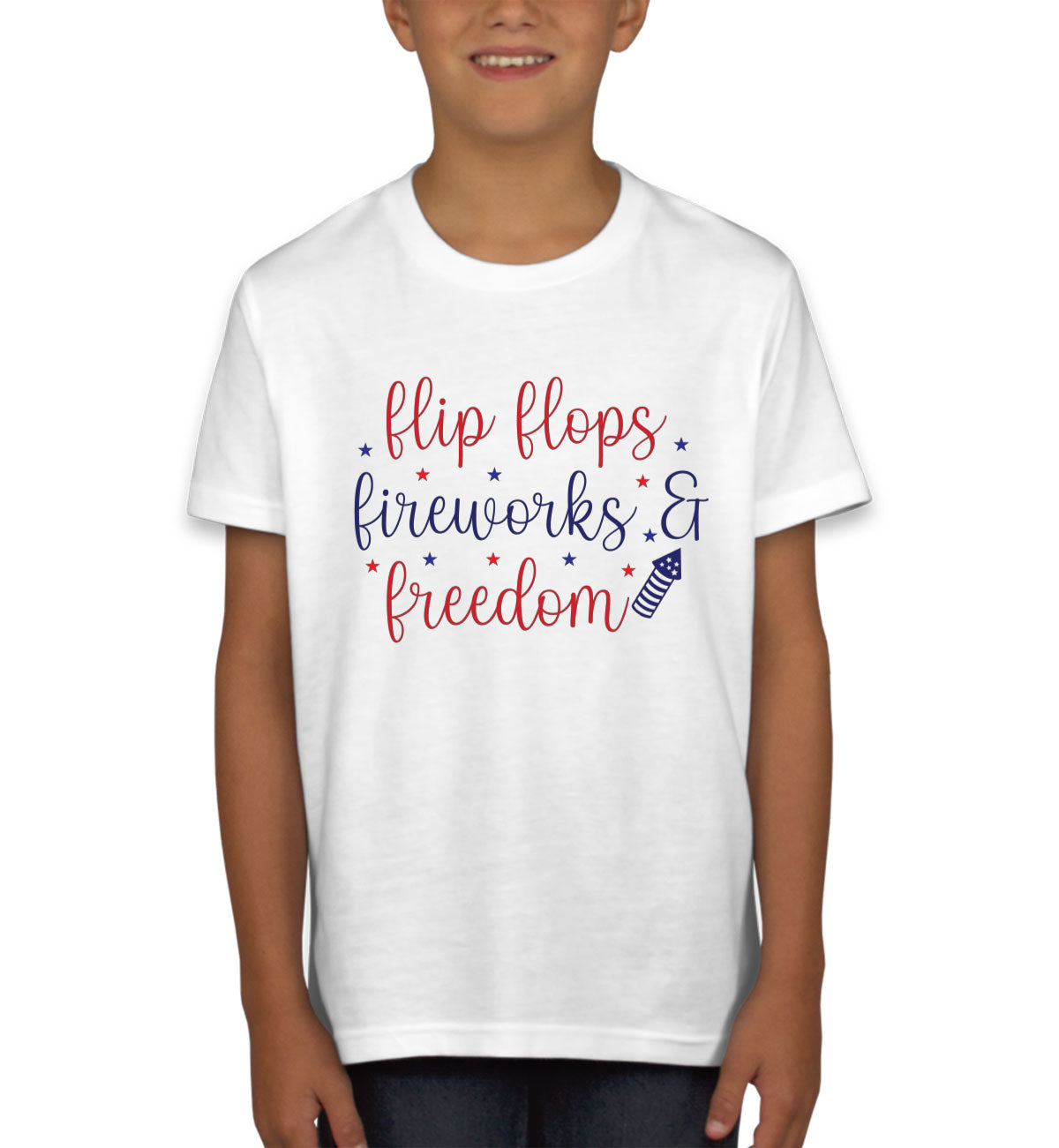 Flip Flops Fireworks And Freedom Patriotic Youth T-shirt