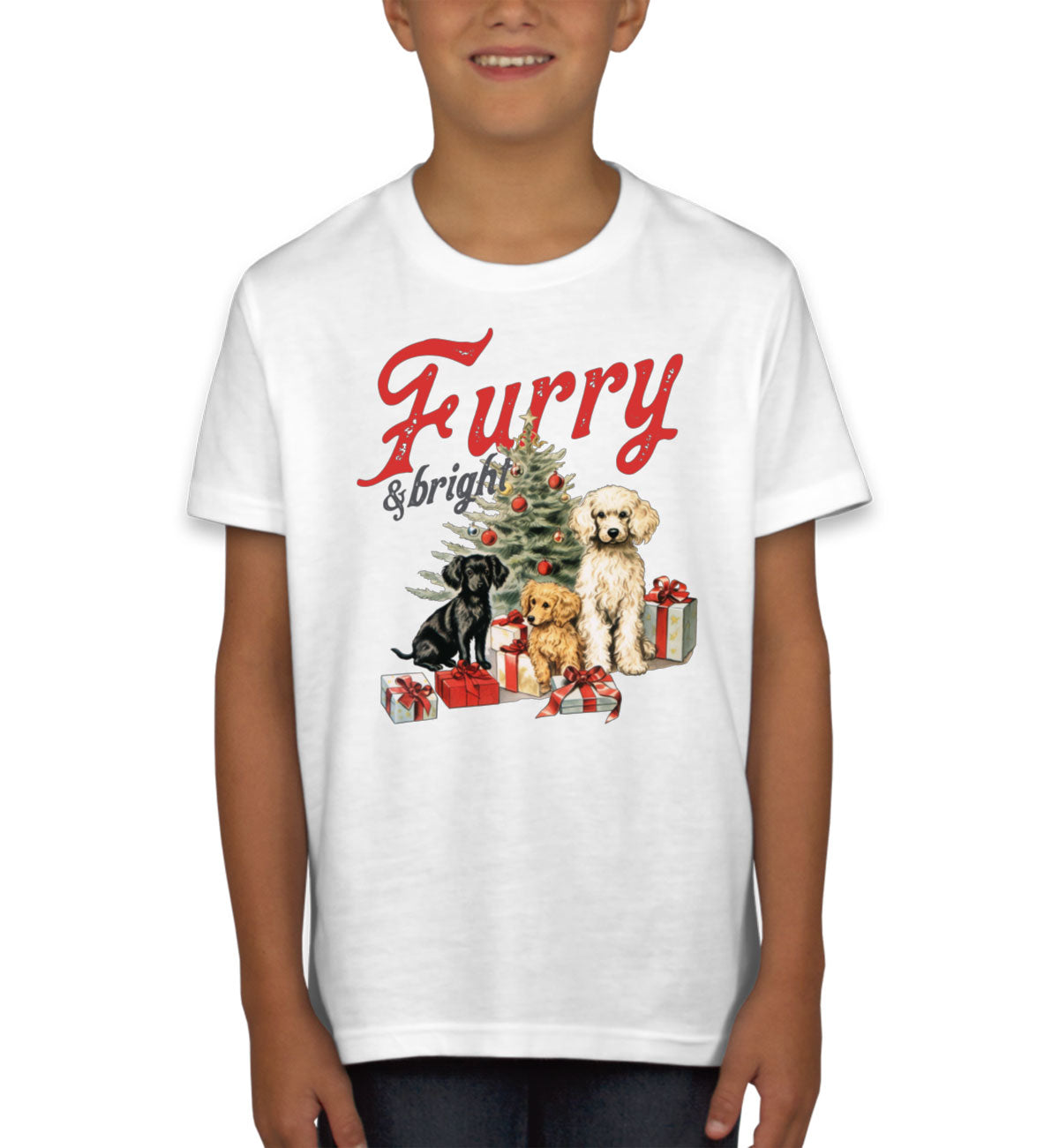 Furry And Bright Christmas Youth T-shirt