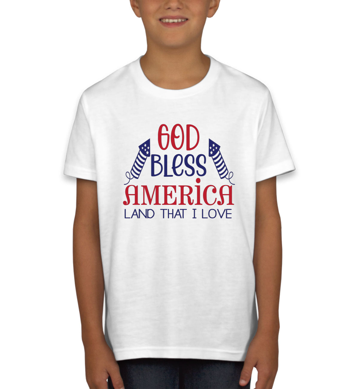God Bless America Land That I Love Patriotic  Youth T-shirt