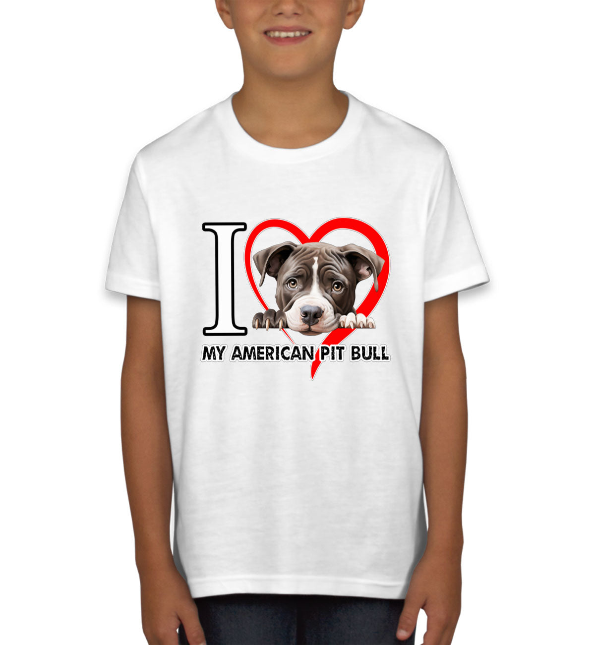 I Love My American Pitpull Dog Youth T-shirt