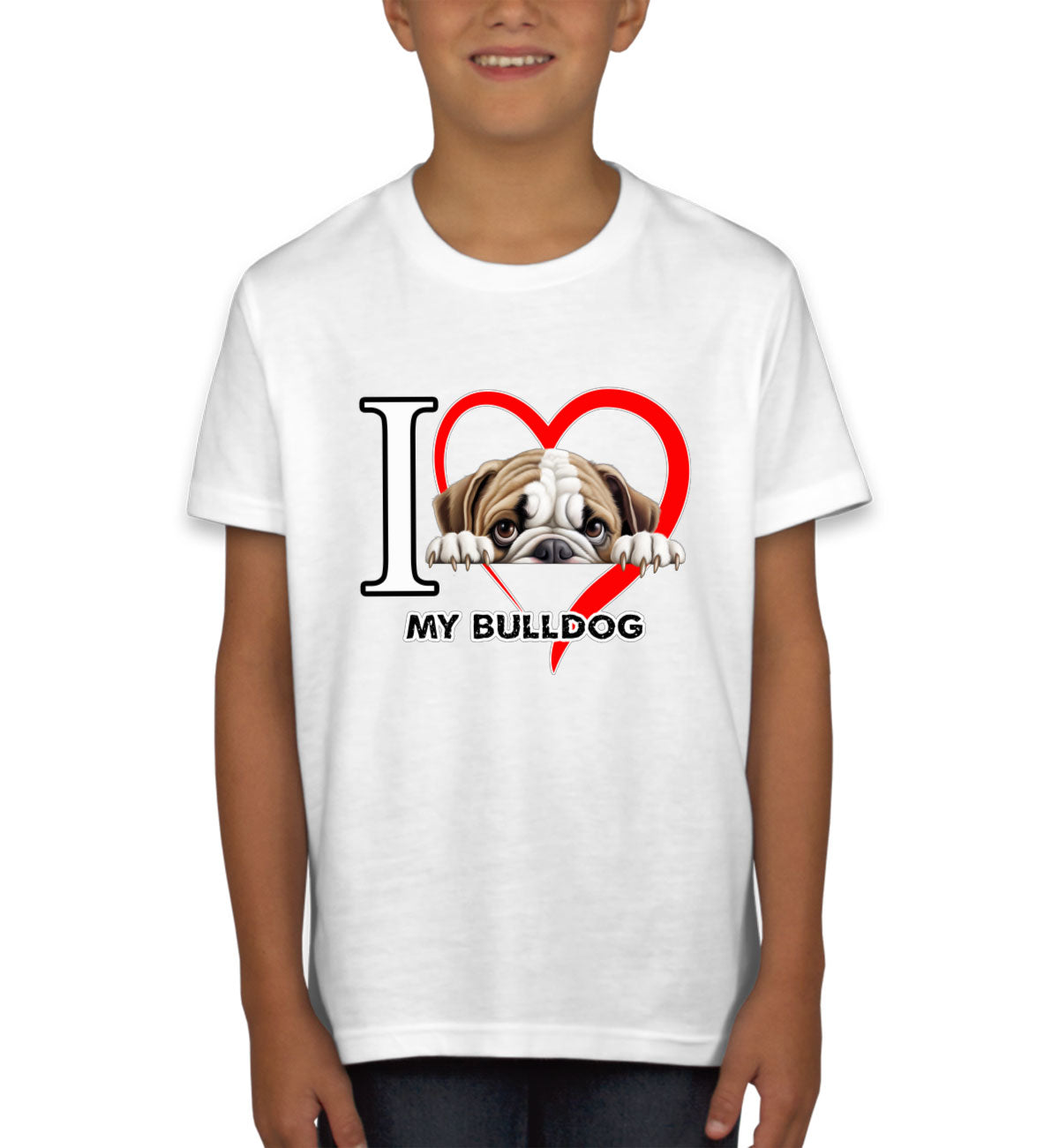 I Love My Bulldog Dog Youth T-shirt