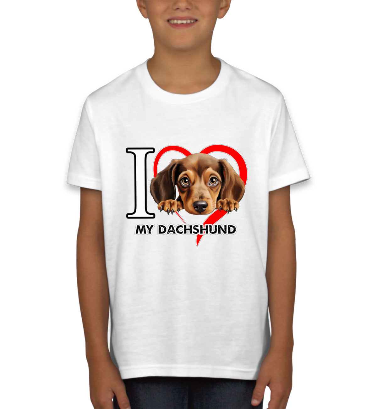 I Love My Dachshund Dog Youth T-shirt