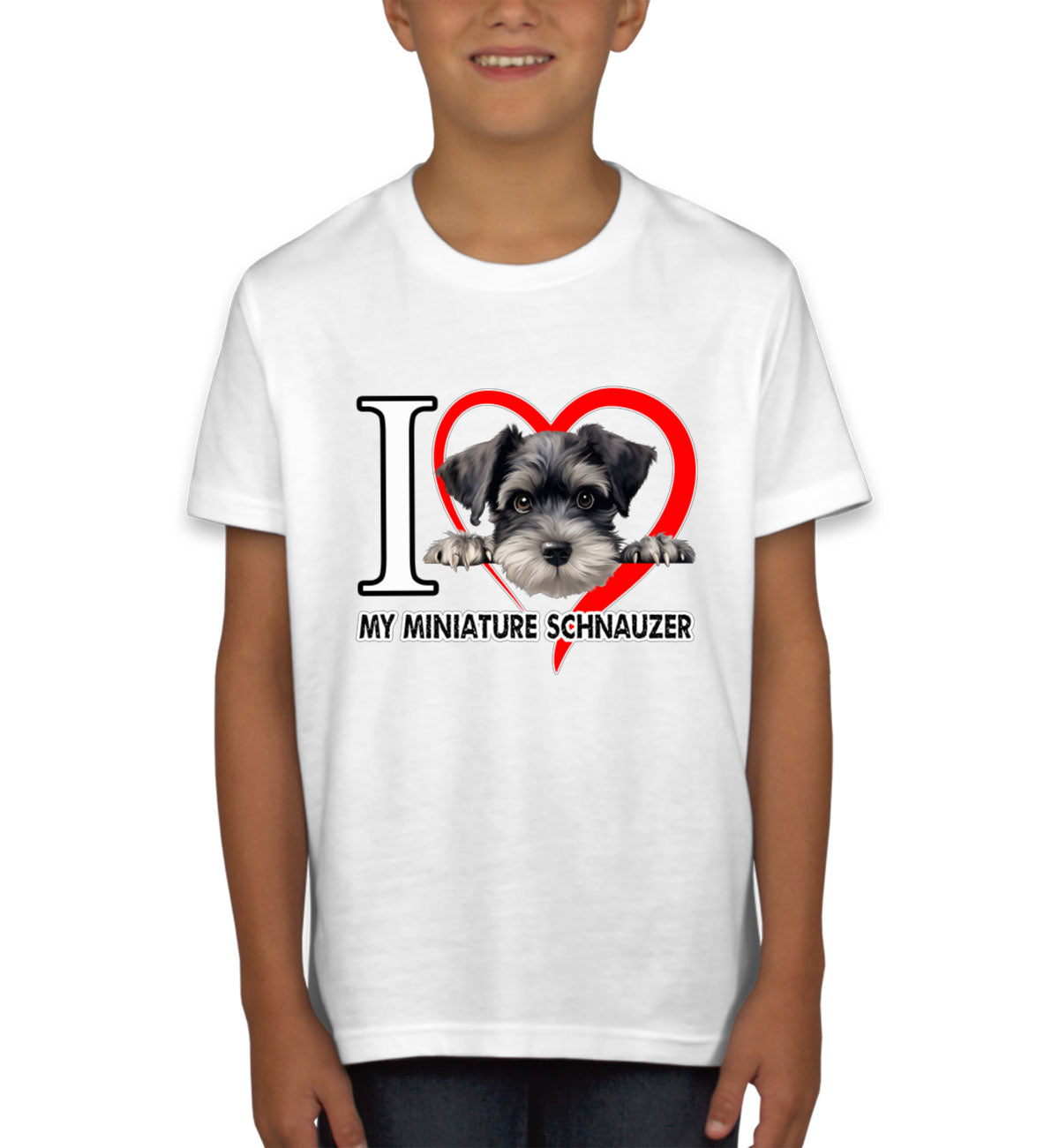 I Love My Miniature Schnauzer Dog Youth T-shirt