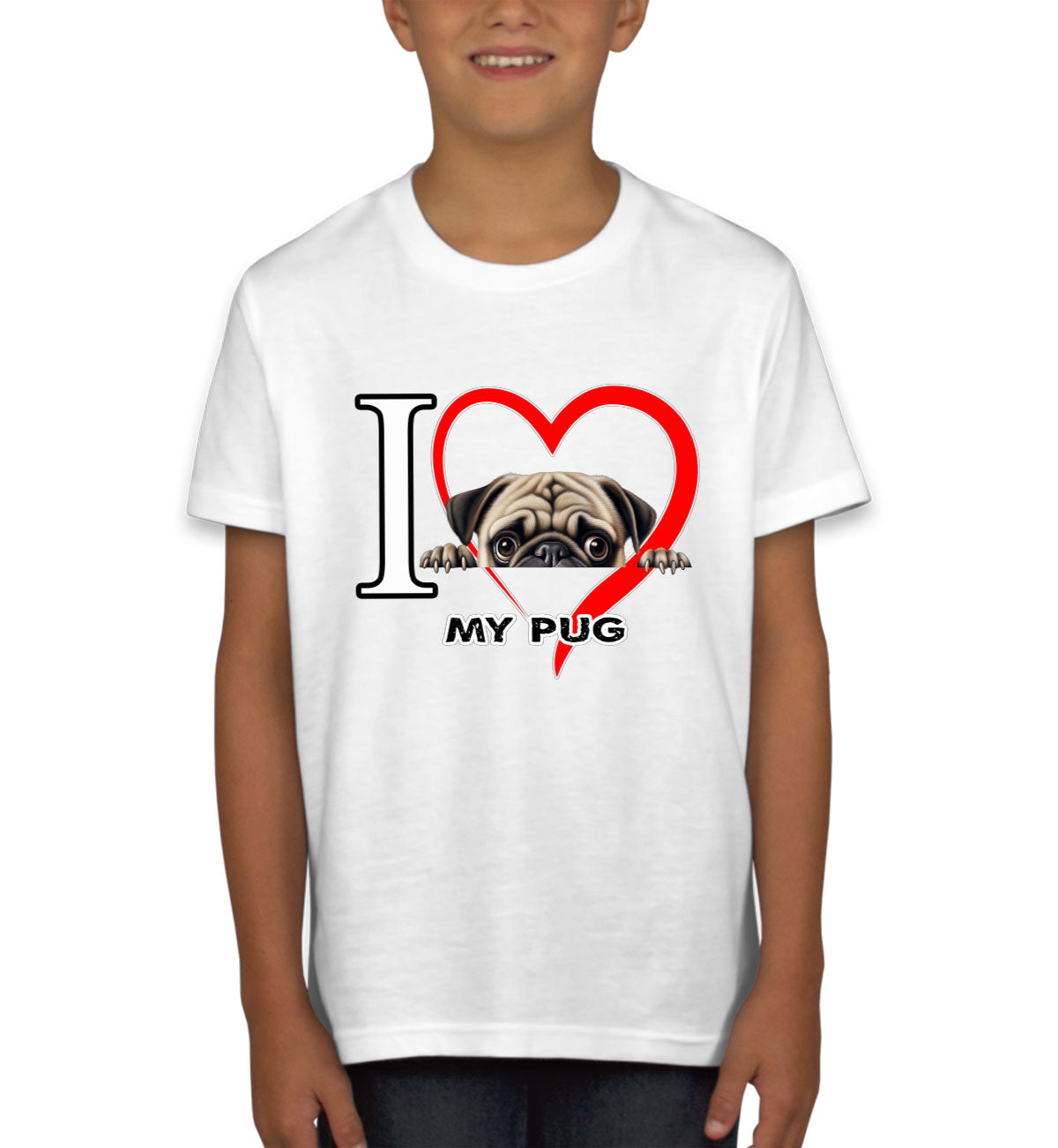 I Love My Pug Dog Youth T-shirt