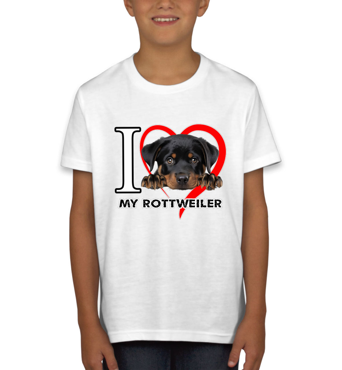 I Love My Rottweiler Dog Youth T-shirt