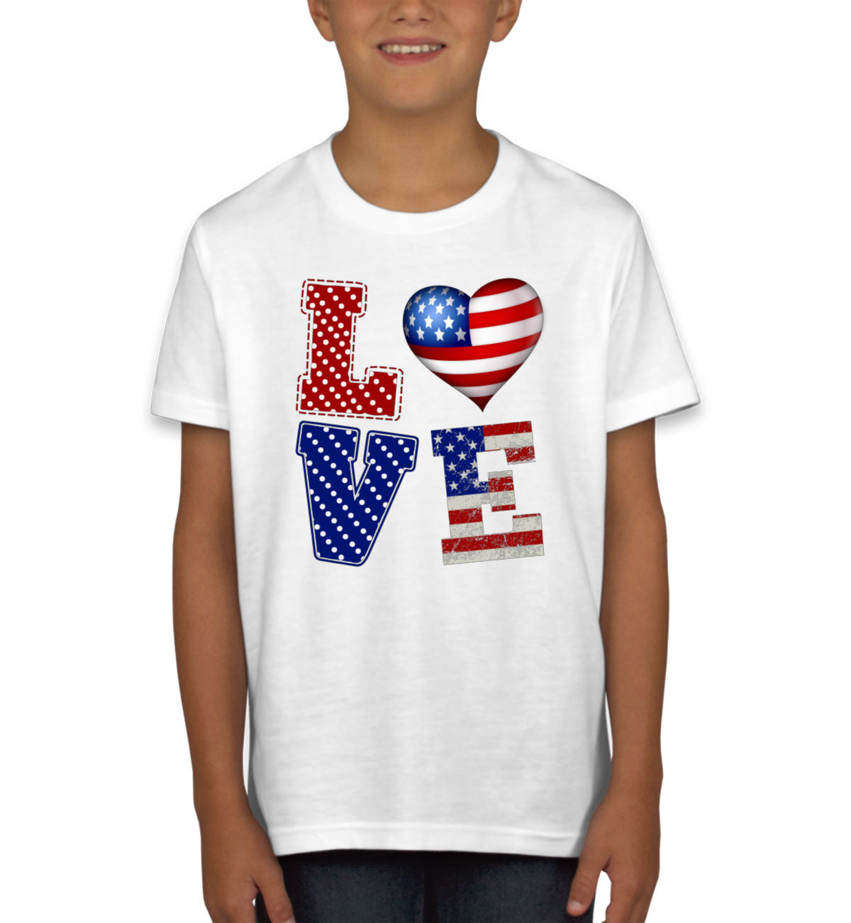 Love USA America Patriotic Youth T-shirt