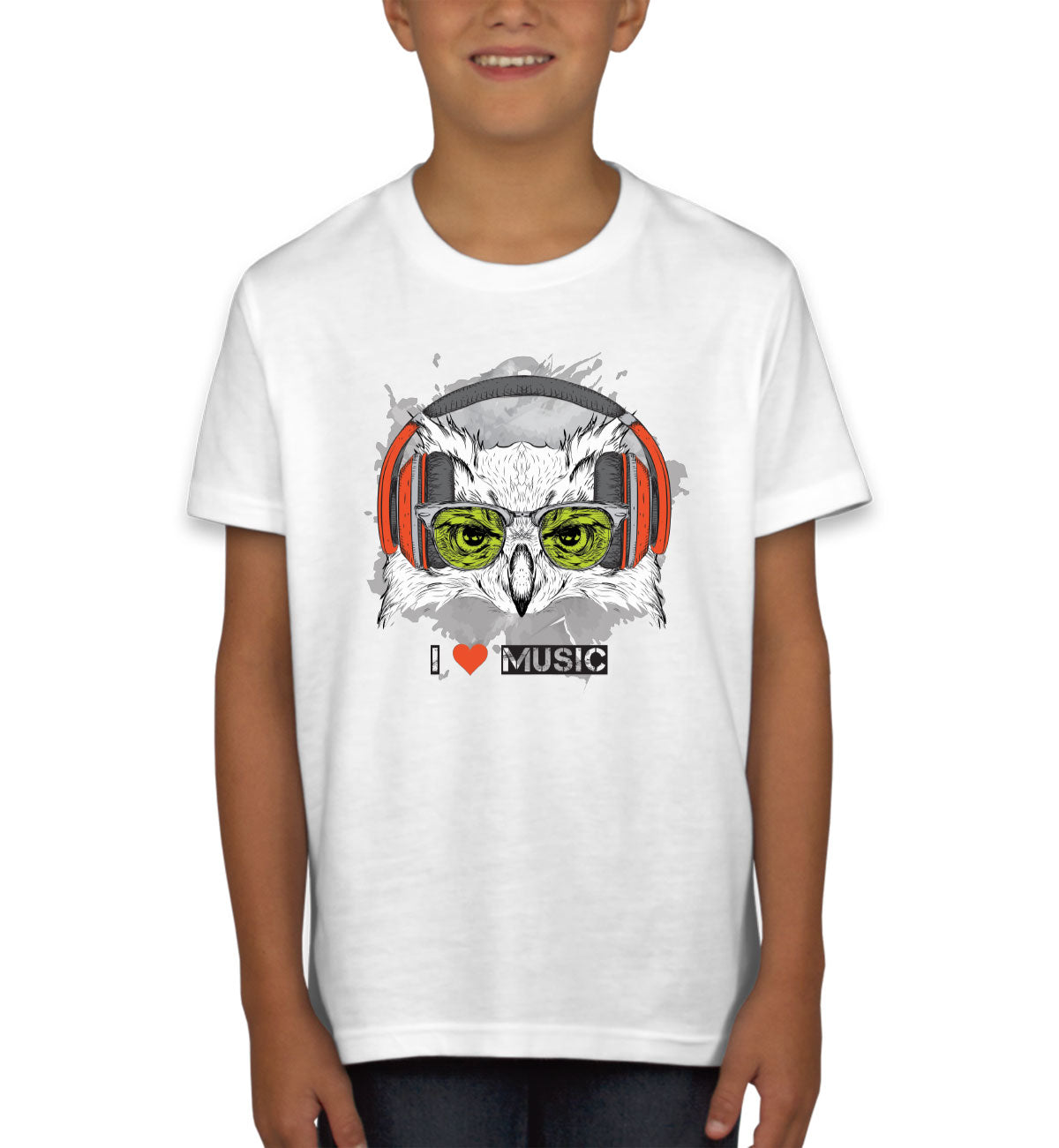 I Love Music Owl With Headphones Youth T-shirt