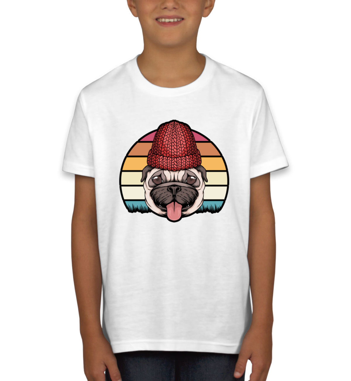 Retro Pug Dog Vintage Youth T-shirt