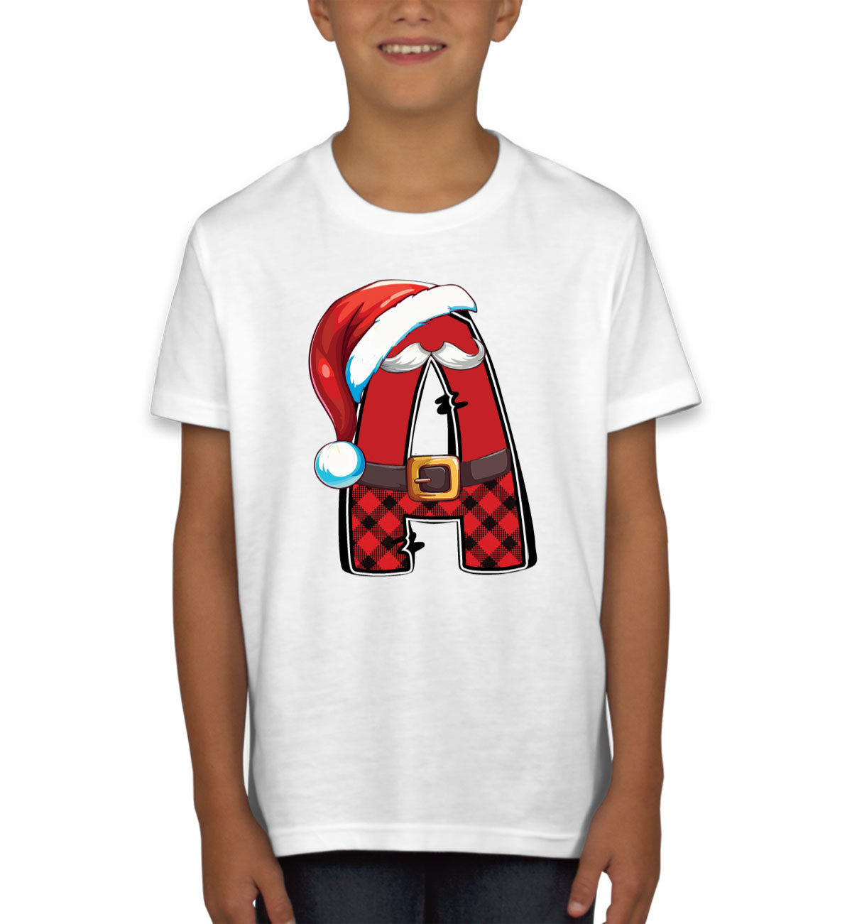 Christmas Santa Alphabet Letters [Custom Initial] Youth T-shirt